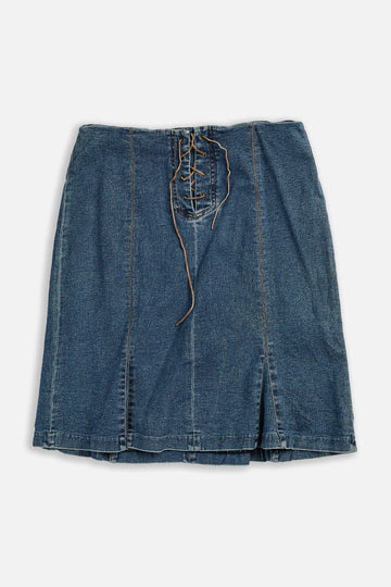 Vintage Denim Lace Up Skirt - W33