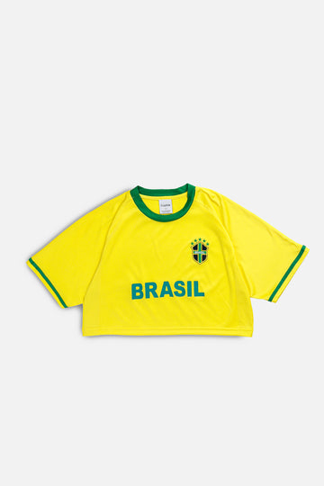 Rework Crop Brazil Soccer Jersey - L