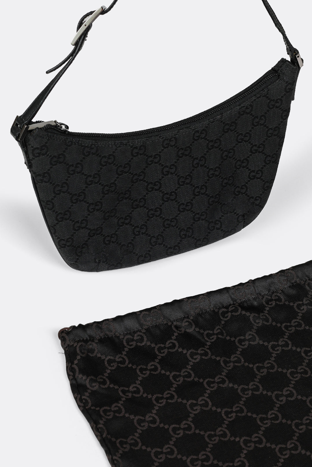Gucci Black Monogram Canvas Pochette Shoulder Bag - Gucci