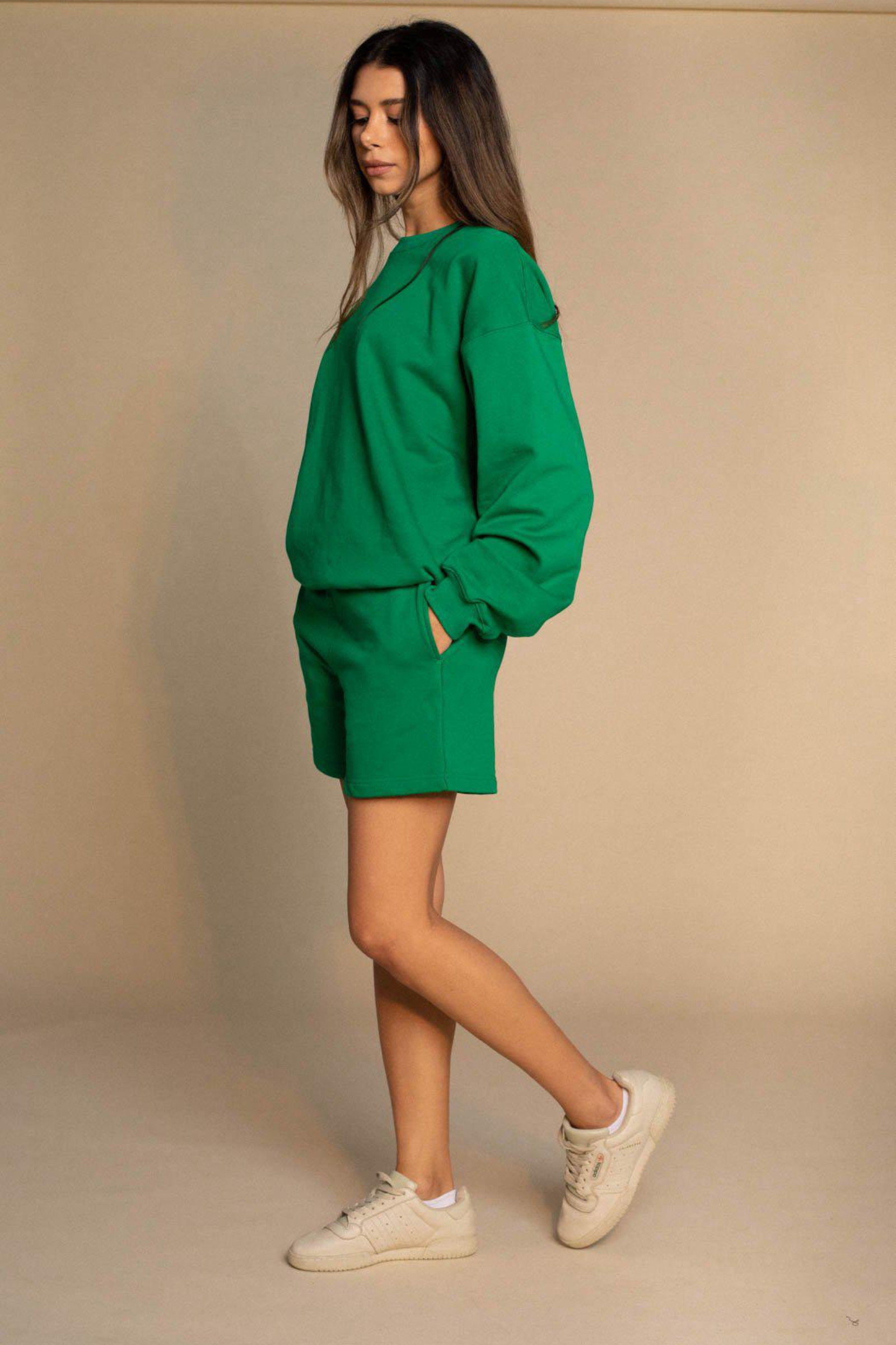 Frankie 100% Organic Cotton Sweatshorts - GREEN-BOTTOMS-Frankie-XS-Frankie Collective Rare Vintage Streetwear Reworks