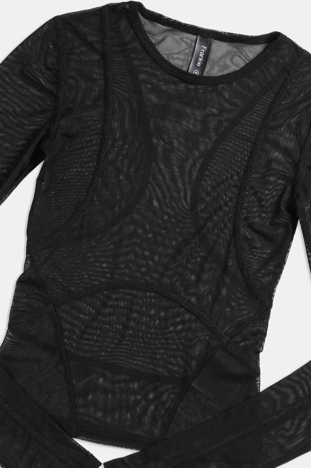 Recycled Black Mesh Top-TOPS-Frankie-XS-Frankie Collective Rare Vintage Streetwear Reworks