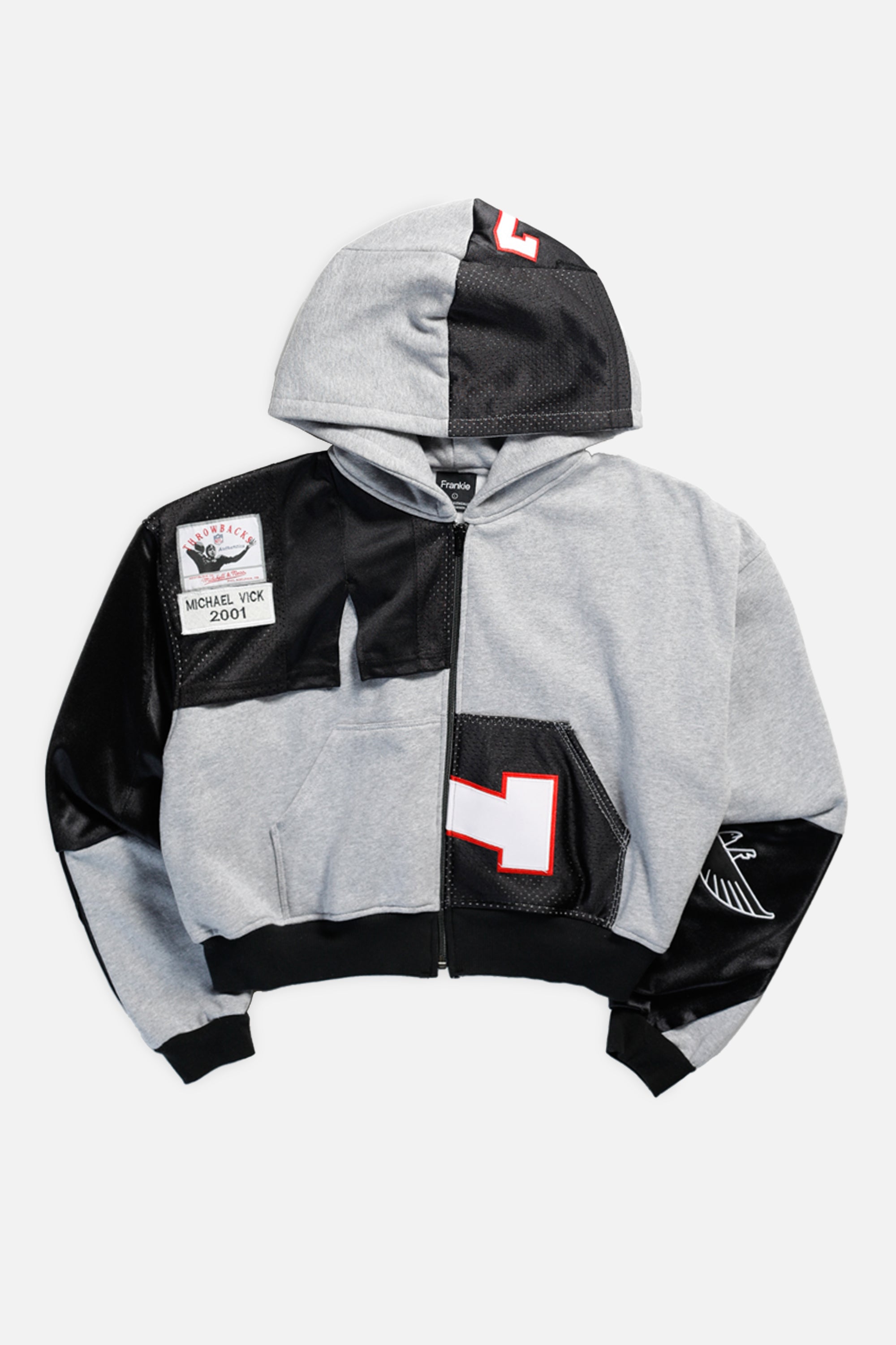 Rework Atlanta Falcons NFL Crop Zip Hoodie - L-SWEATERS-NFL-L-Frankie Collective Rare Vintage Streetwear Reworks