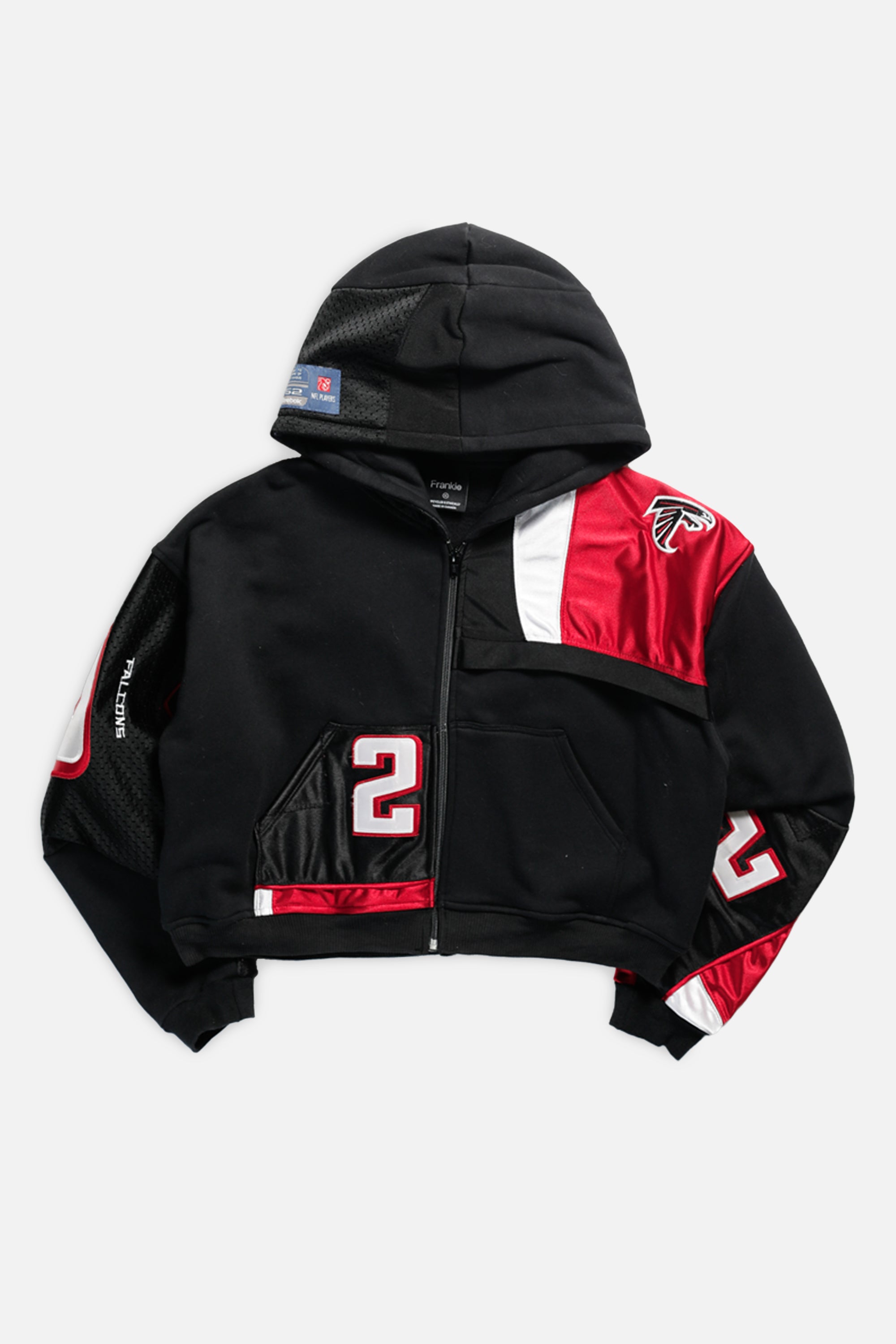 Rework Atlanta Falcons NFL Crop Zip Hoodie - M-SWEATERS-NFL-M-Frankie Collective Rare Vintage Streetwear Reworks