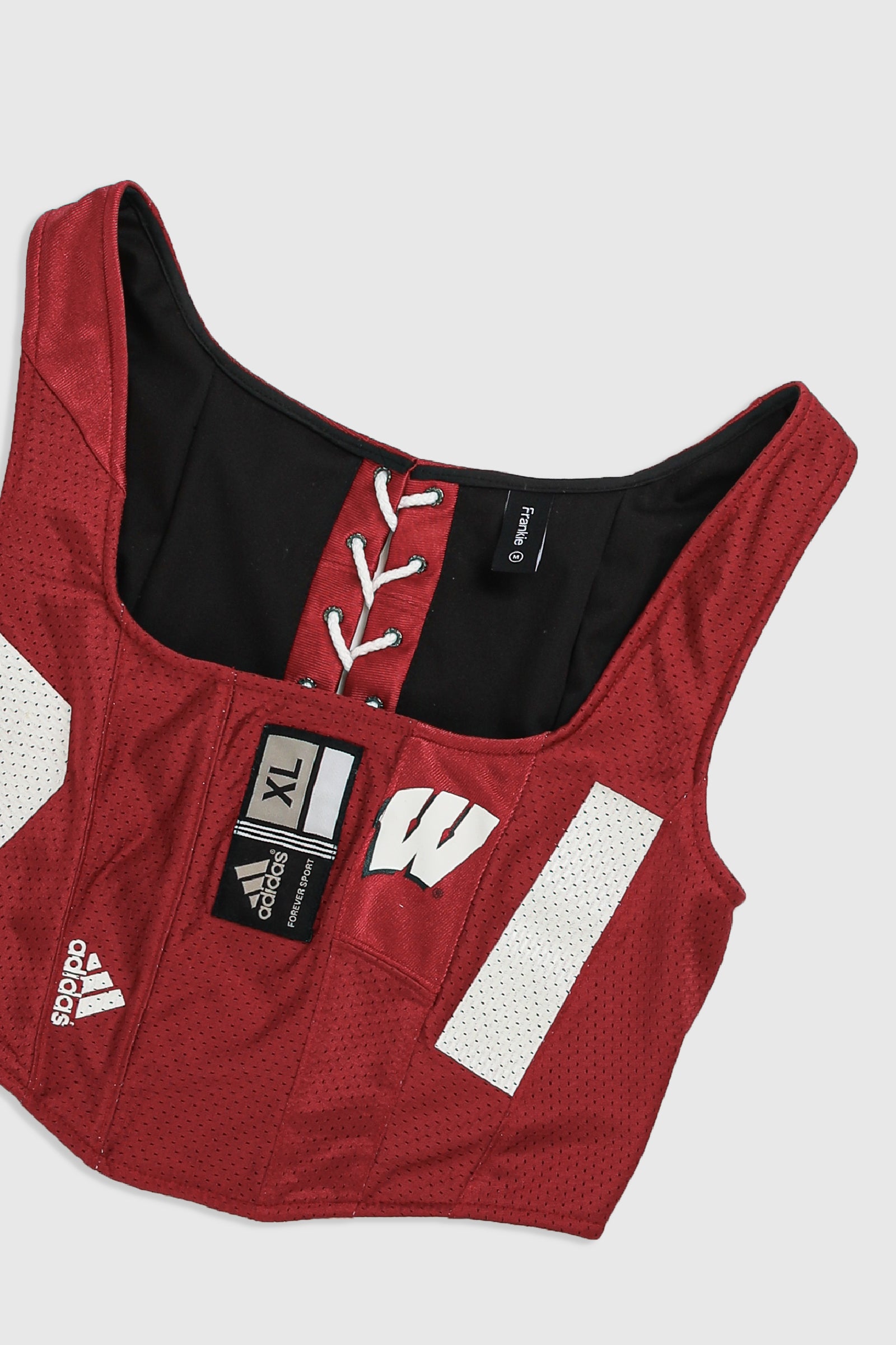 Rework Badgers Football Corset - M-TOPS-NFL-M-Frankie Collective Rare Vintage Streetwear Reworks