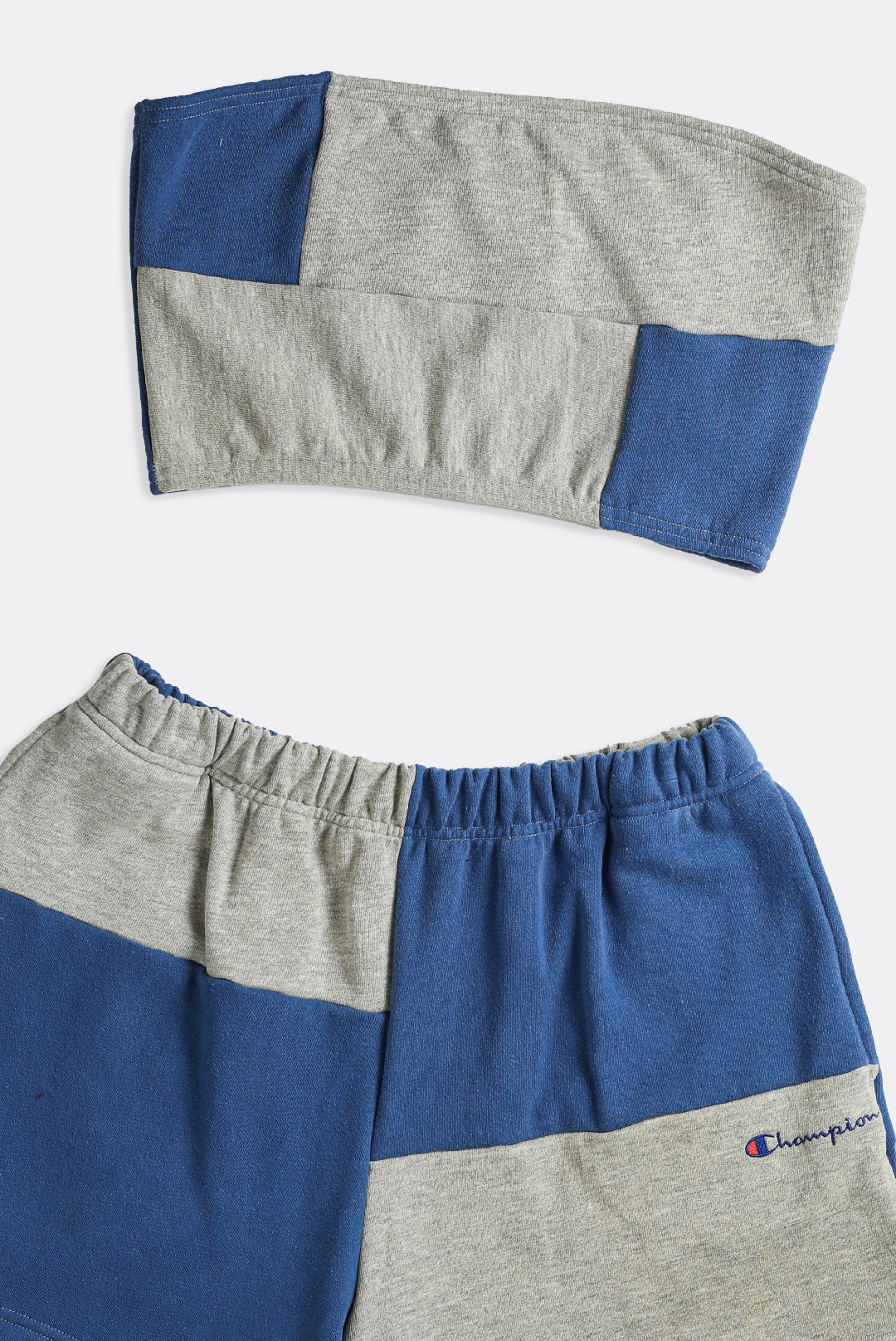 Rework Champion Patchwork Mini Sweatshorts Set - L-SETS-Champion-Frankie Collective Rare Vintage Streetwear Reworks
