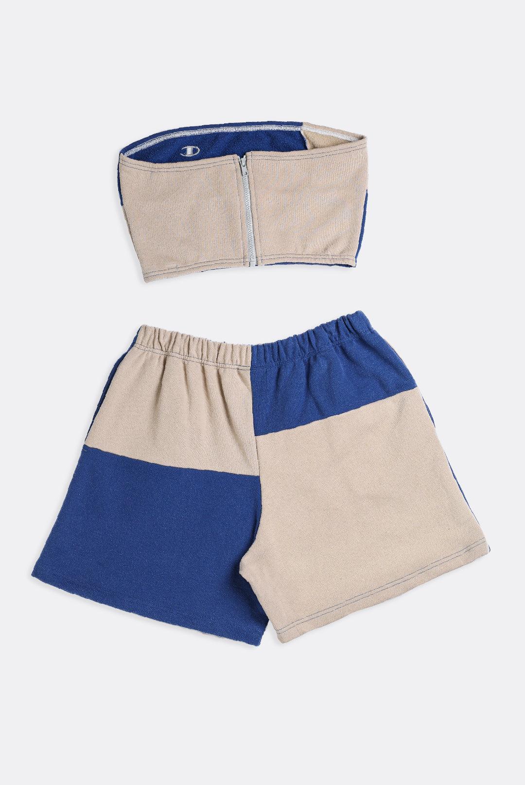 Rework Champion Patchwork Sweatshorts Set - L-SETS-Champion-Frankie Collective Rare Vintage Streetwear Reworks