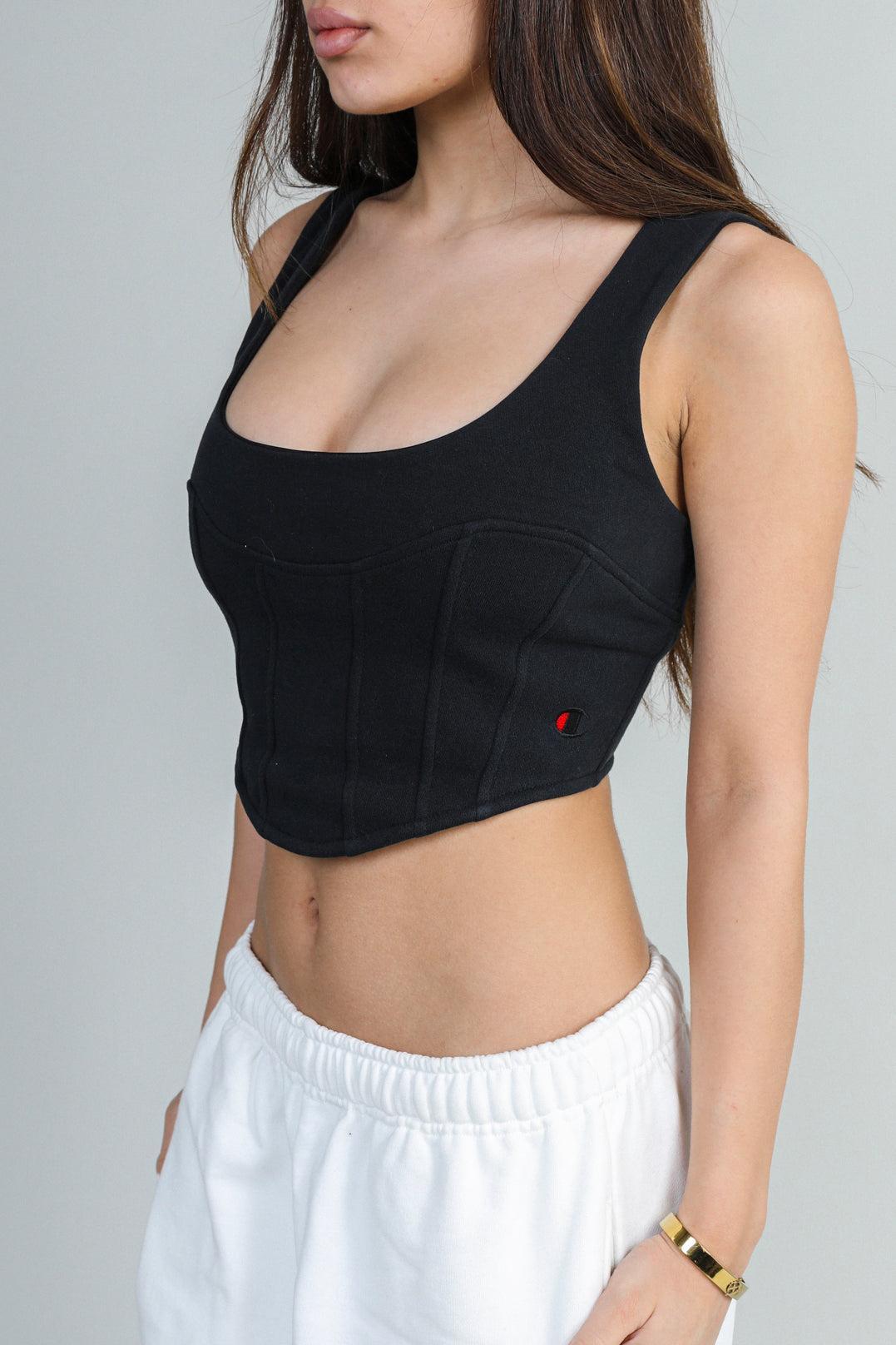 Rework Champion Sweatshirt Bustier - XS, S, M, L, XL-TOPS-Champion-XS-Frankie Collective Rare Vintage Streetwear Reworks