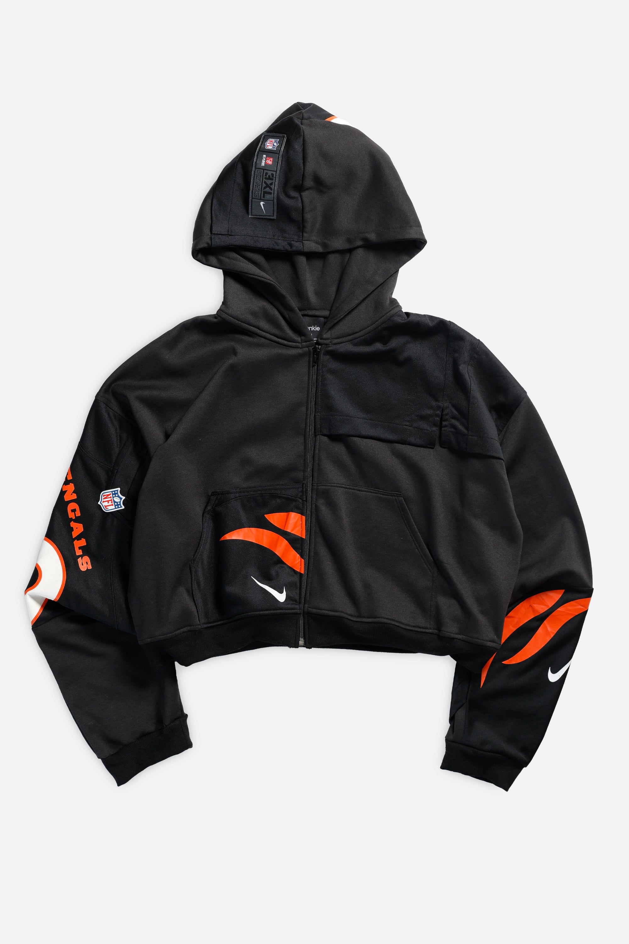 Rework Cincinnati Bengals Crop Zip Hoodie - 2XL-SWEATERS-NFL-Frankie Collective