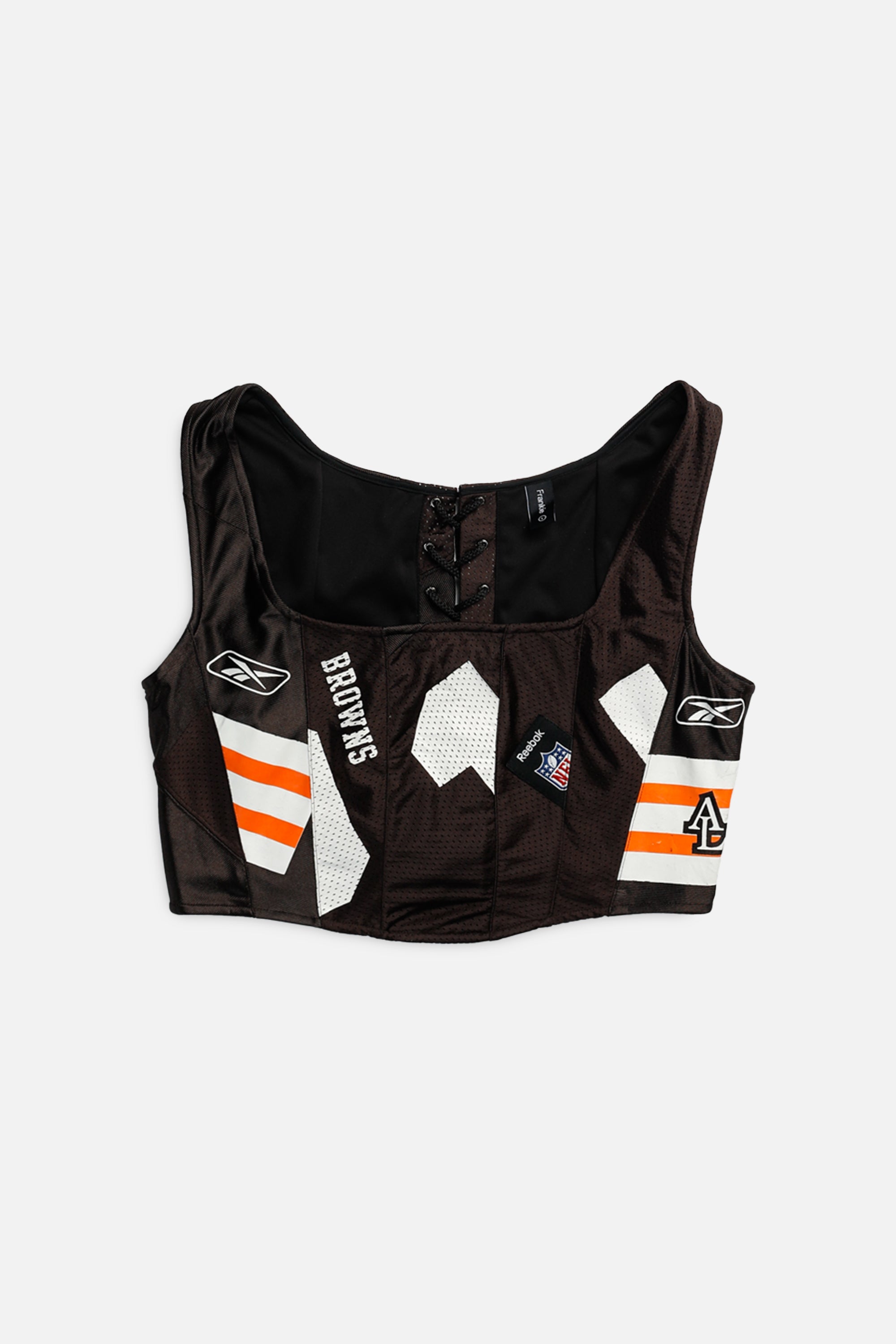 Rework Cleveland Browns NFL Corset - L-TOPS-NFL-L-Frankie Collective Rare Vintage Streetwear Reworks