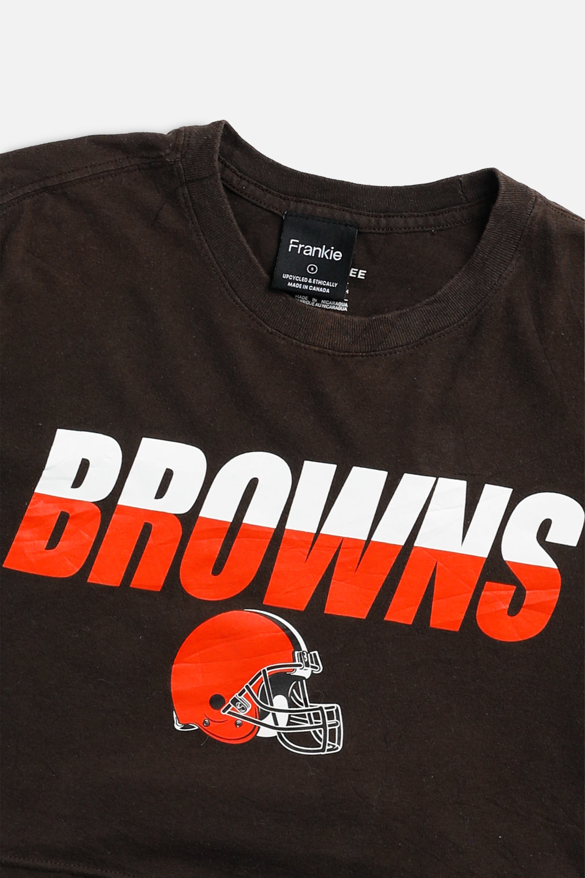 Rework Cleveland Browns NFL Crop Tee - S-TOPS-NFL-S-Frankie Collective Rare Vintage Streetwear Reworks