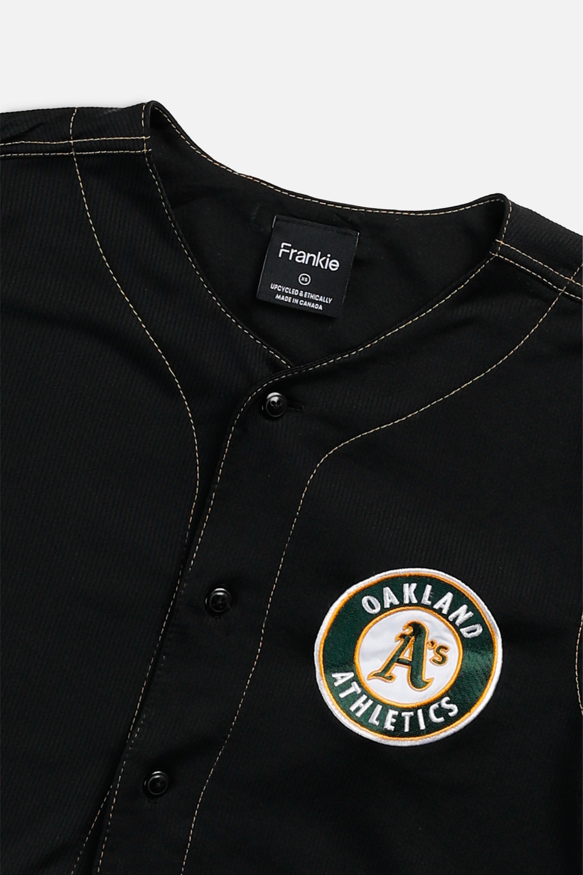Rework Crop Oakland Athletic NCAA Baseball Jersey - XS-JERSEYS-MLB-XS-Frankie Collective Rare Vintage Streetwear Reworks