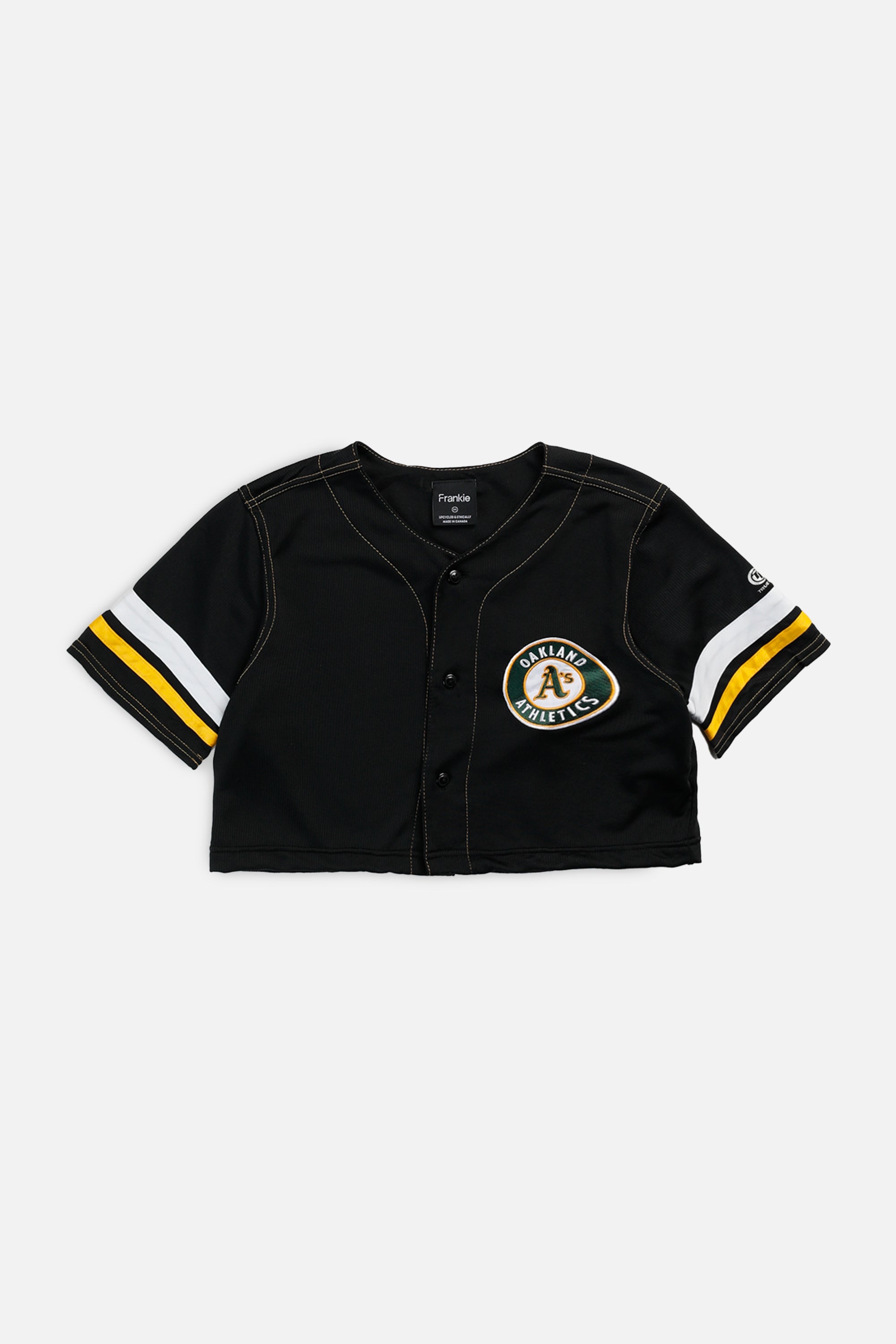 Rework Crop Oakland Athletic NCAA Baseball Jersey - XS-JERSEYS-MLB-XS-Frankie Collective Rare Vintage Streetwear Reworks