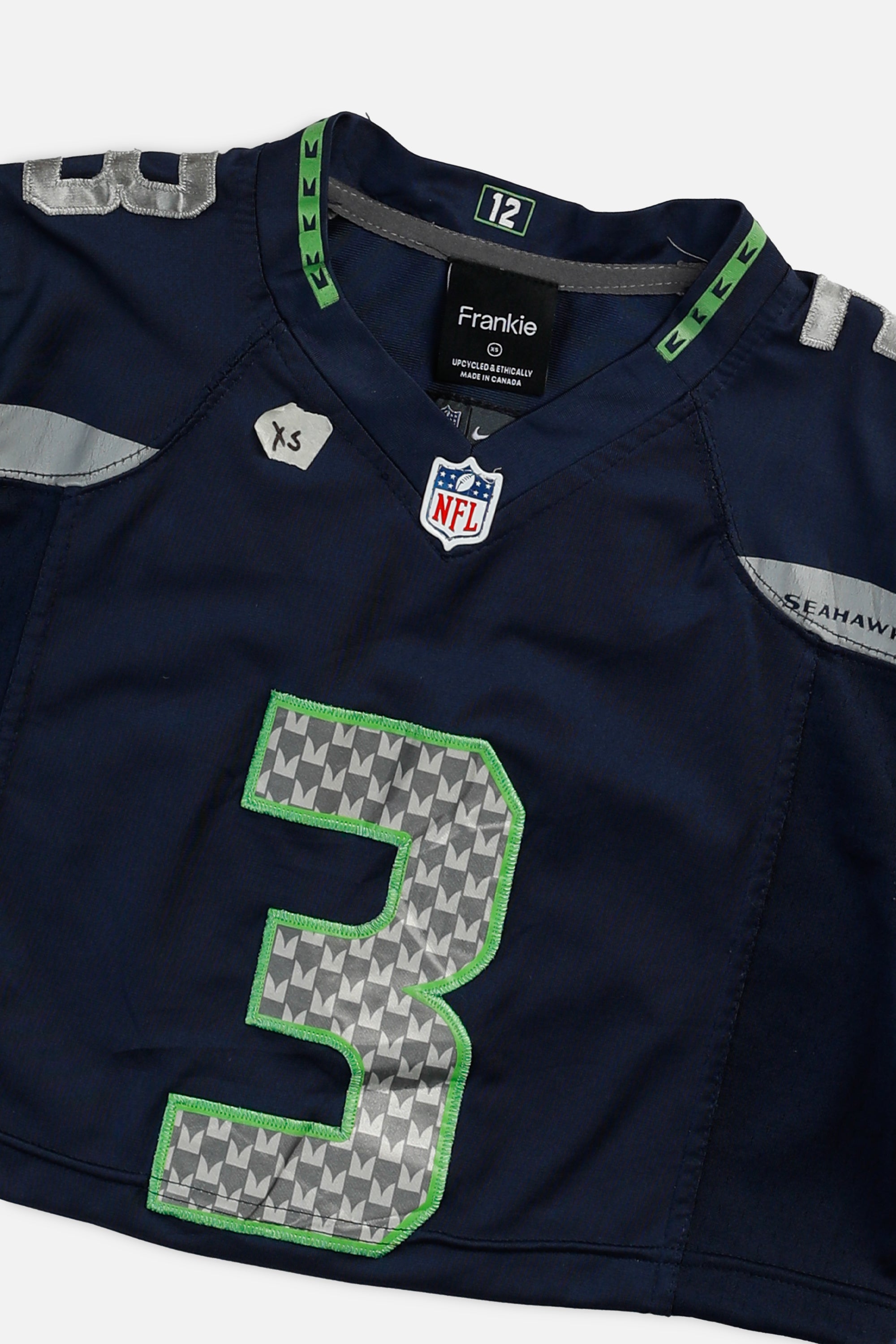 Rework Crop Seattle Seahawks NFL Jersey - XS-JERSEYS-NFL-XS-Frankie Collective Rare Vintage Streetwear Reworks