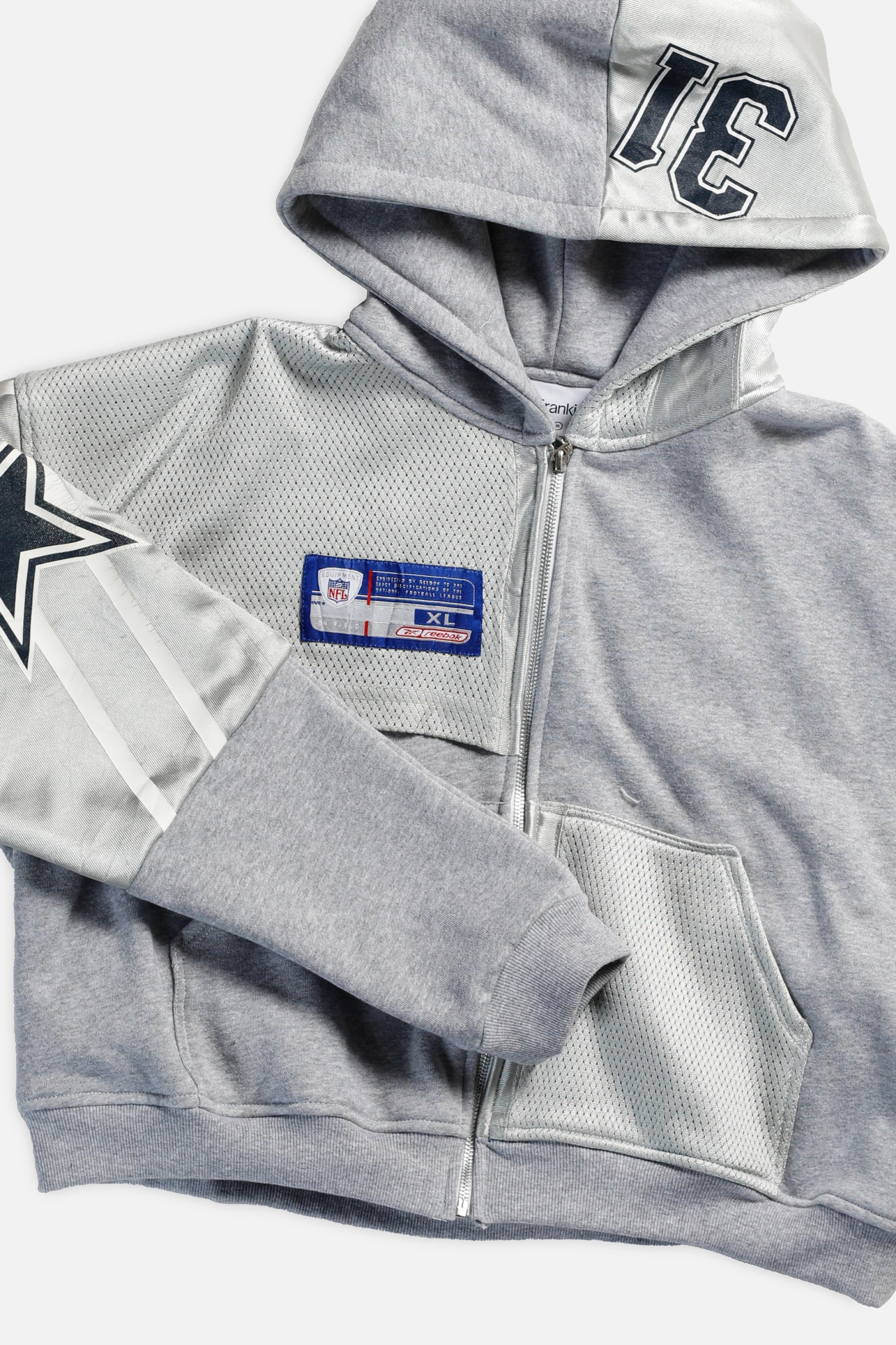 Rework Dallas Cowboys Crop Zip Hoodie - XL-SWEATERS-NFL-Frankie Collective