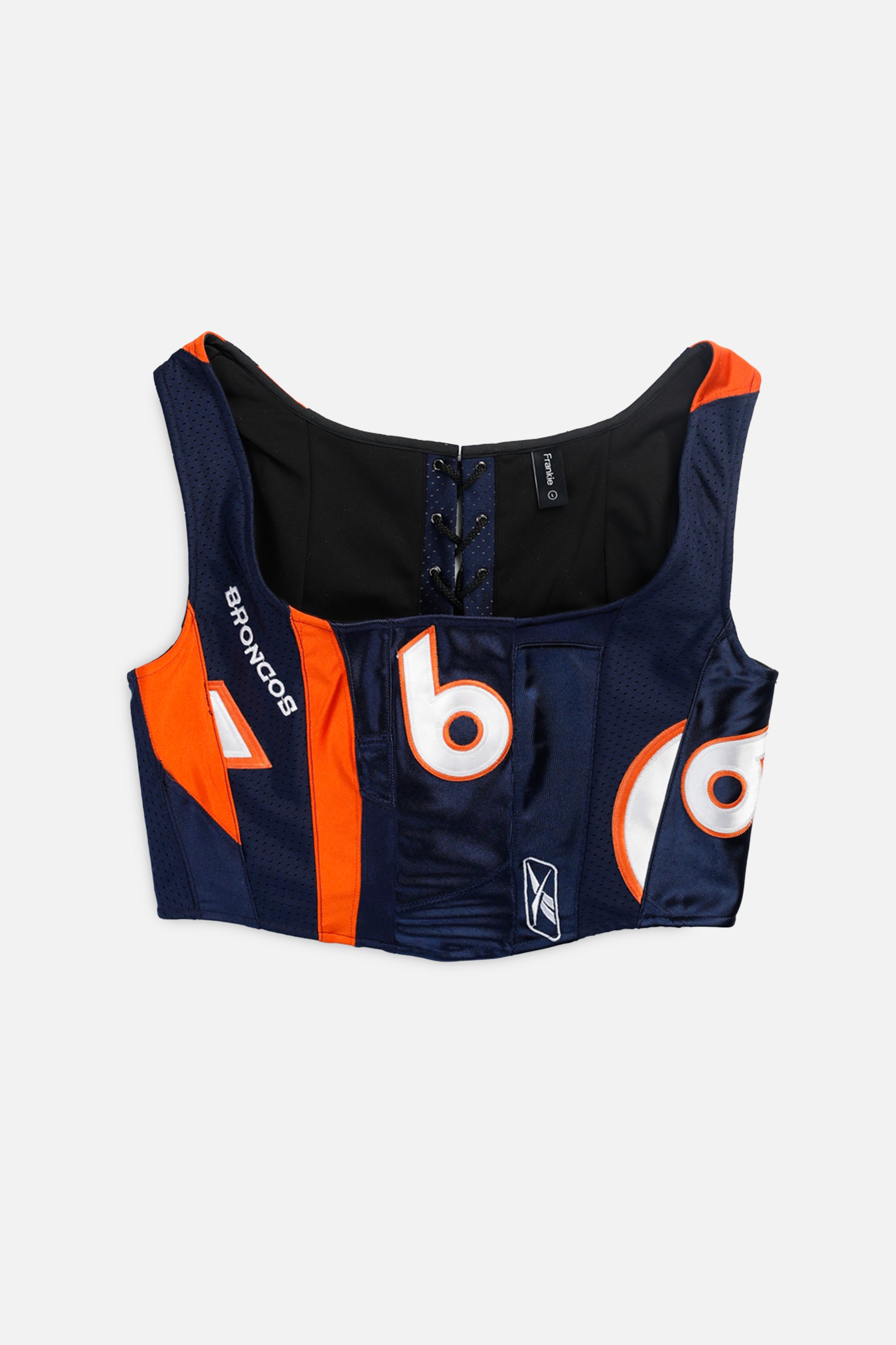 Rework Denver Broncos NFL Corset - L-TOPS-NFL-L-Frankie Collective Rare Vintage Streetwear Reworks