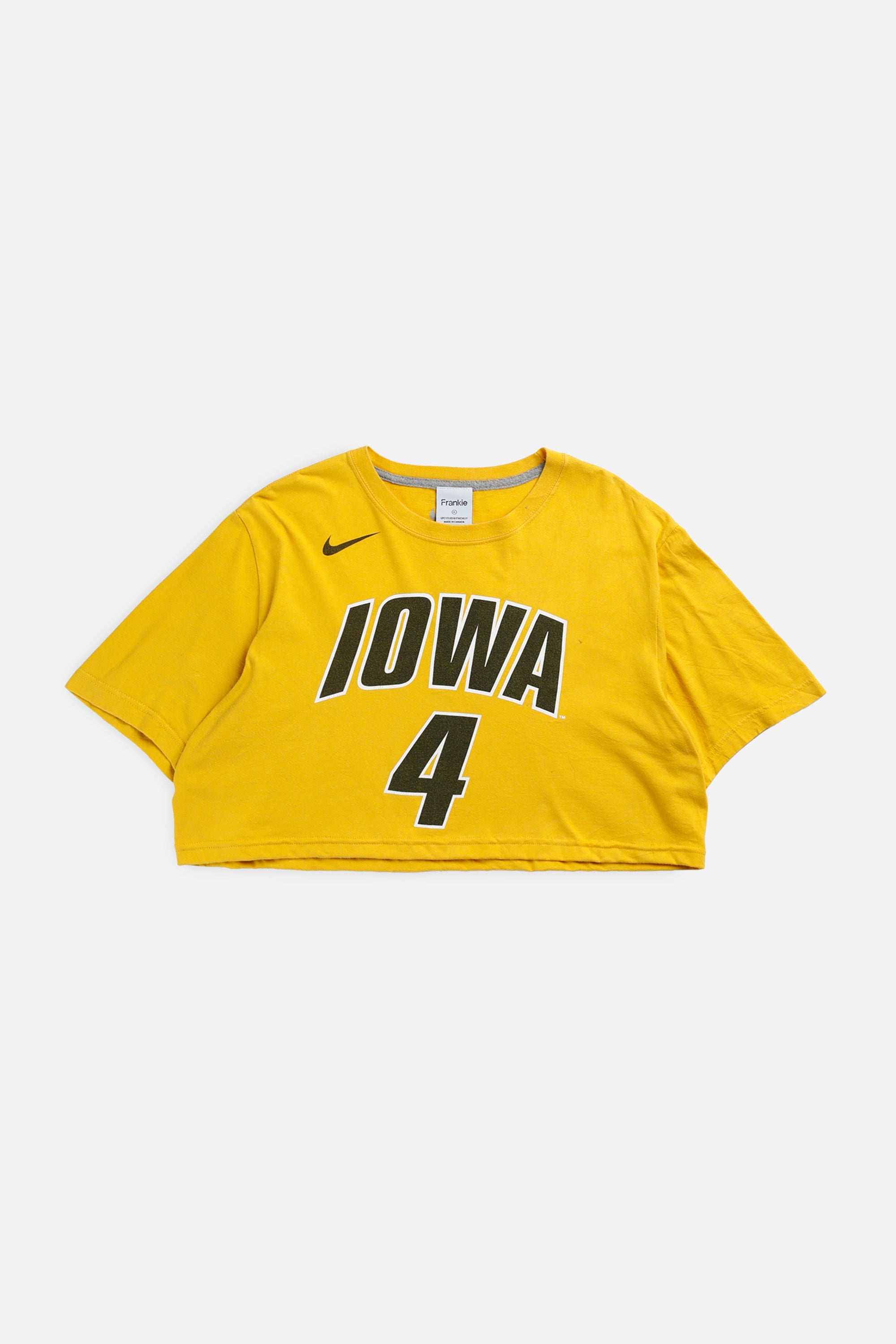 Rework Iowa Hawkeyes NCAA Crop Tee - XL-TOPS-NCAA-XL-Frankie Collective Rare Vintage Streetwear Reworks