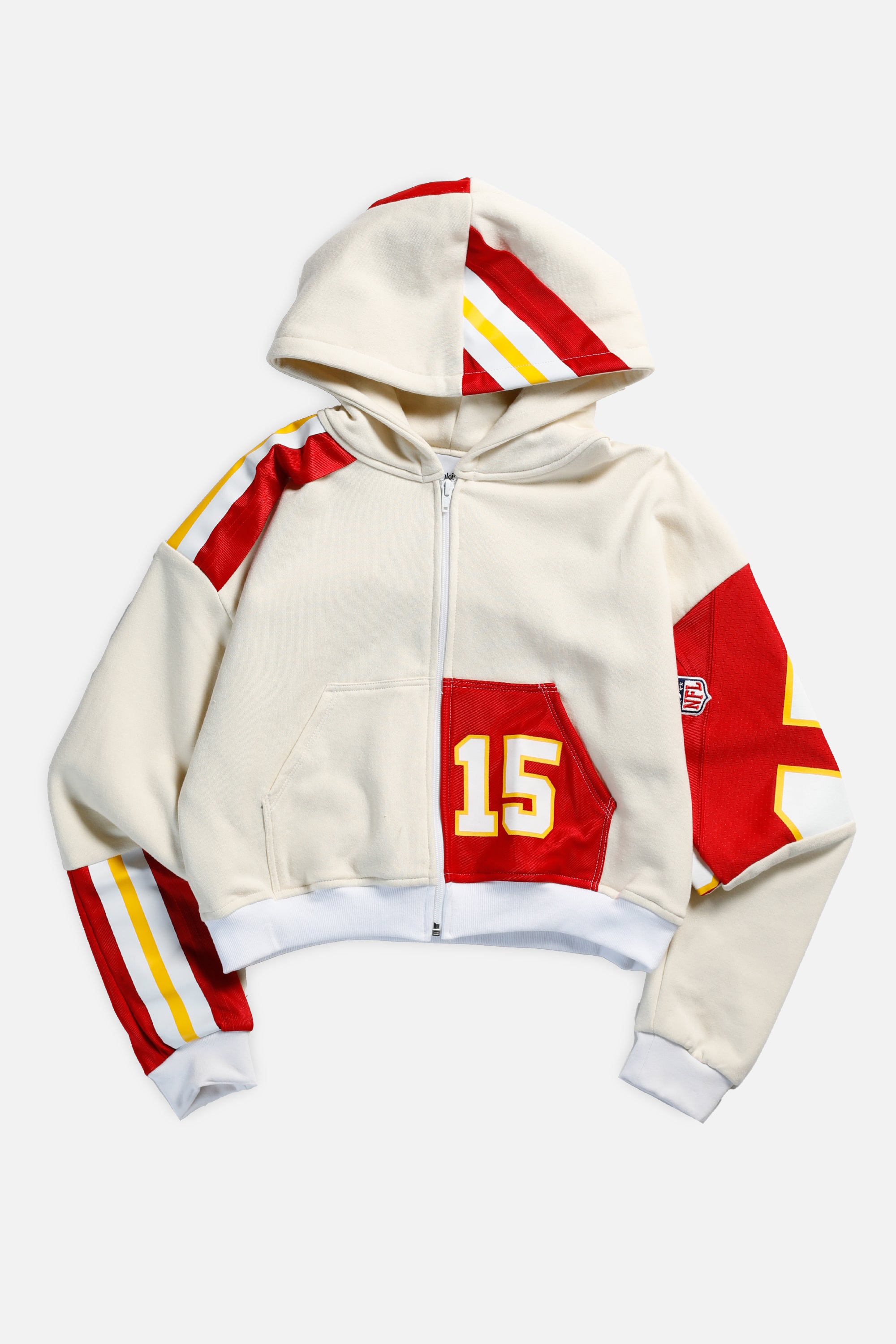 Rework Kansas City Cheifs Crop Zip Hoodie - XS-SWEATERS-NFL-Frankie Collective