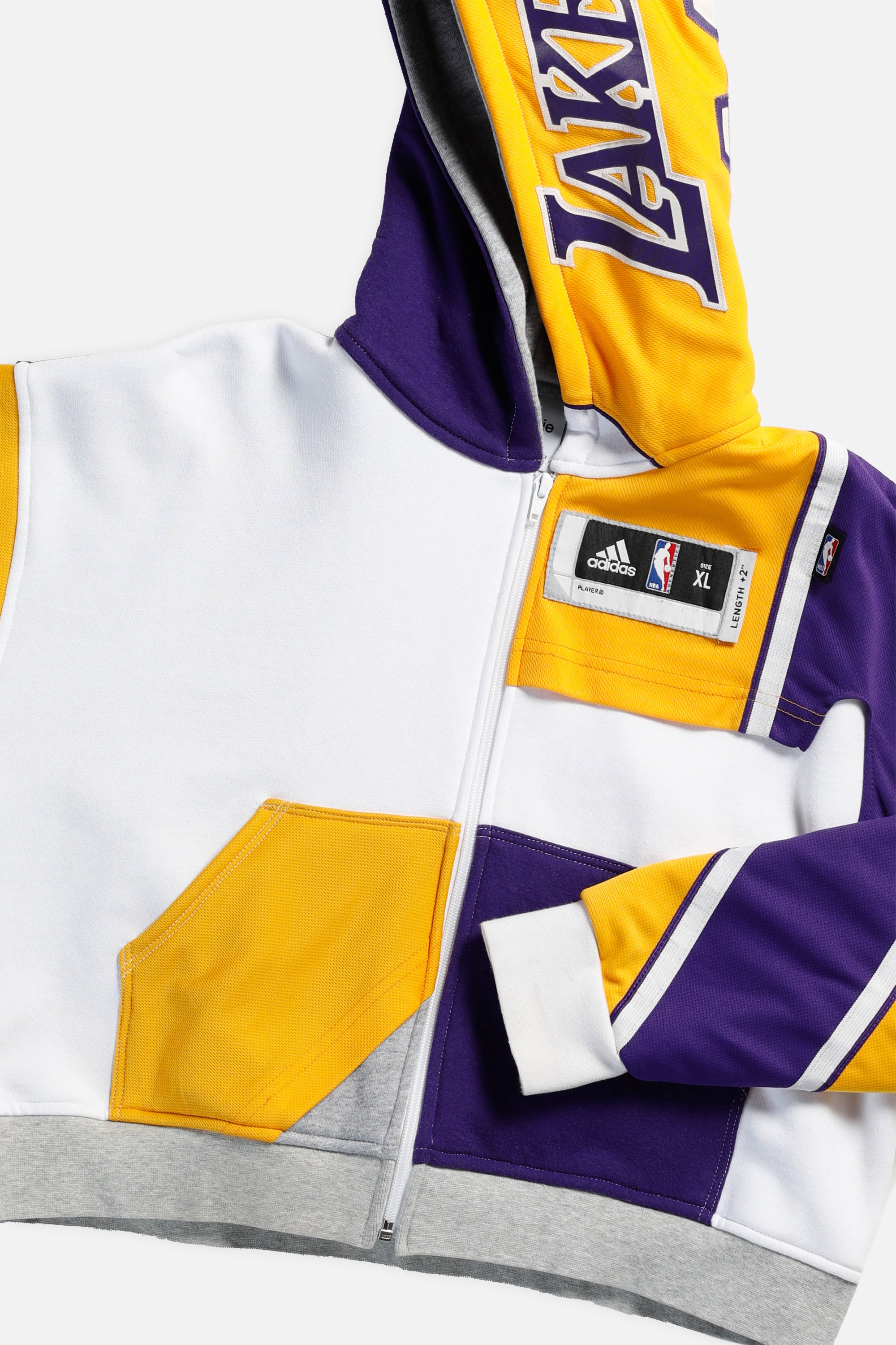 Rework LA Lakers Crop Zip Hoodie - M-SWEATERS-NBA-Frankie Collective