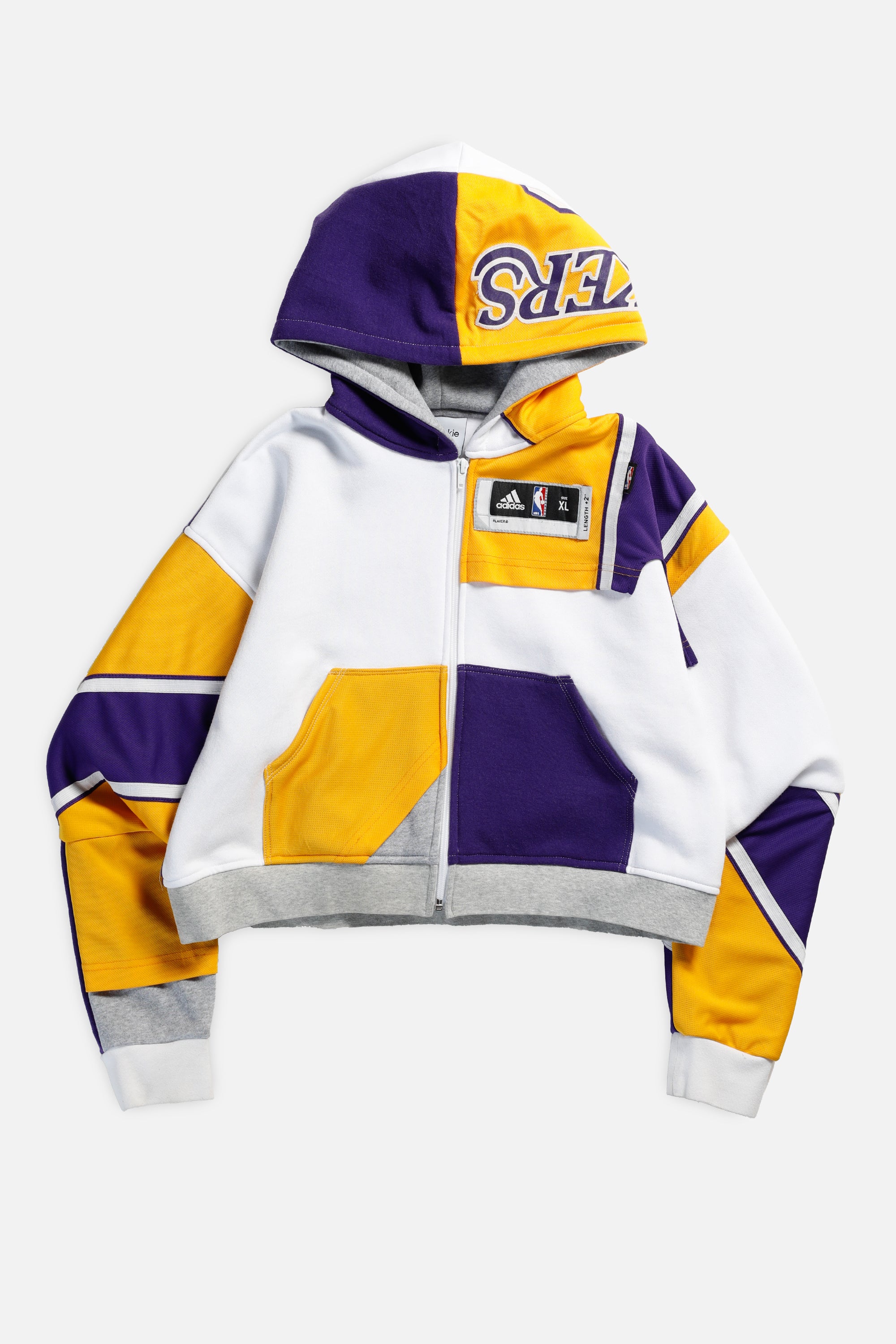 Rework LA Lakers Crop Zip Hoodie - M-SWEATERS-NBA-Frankie Collective