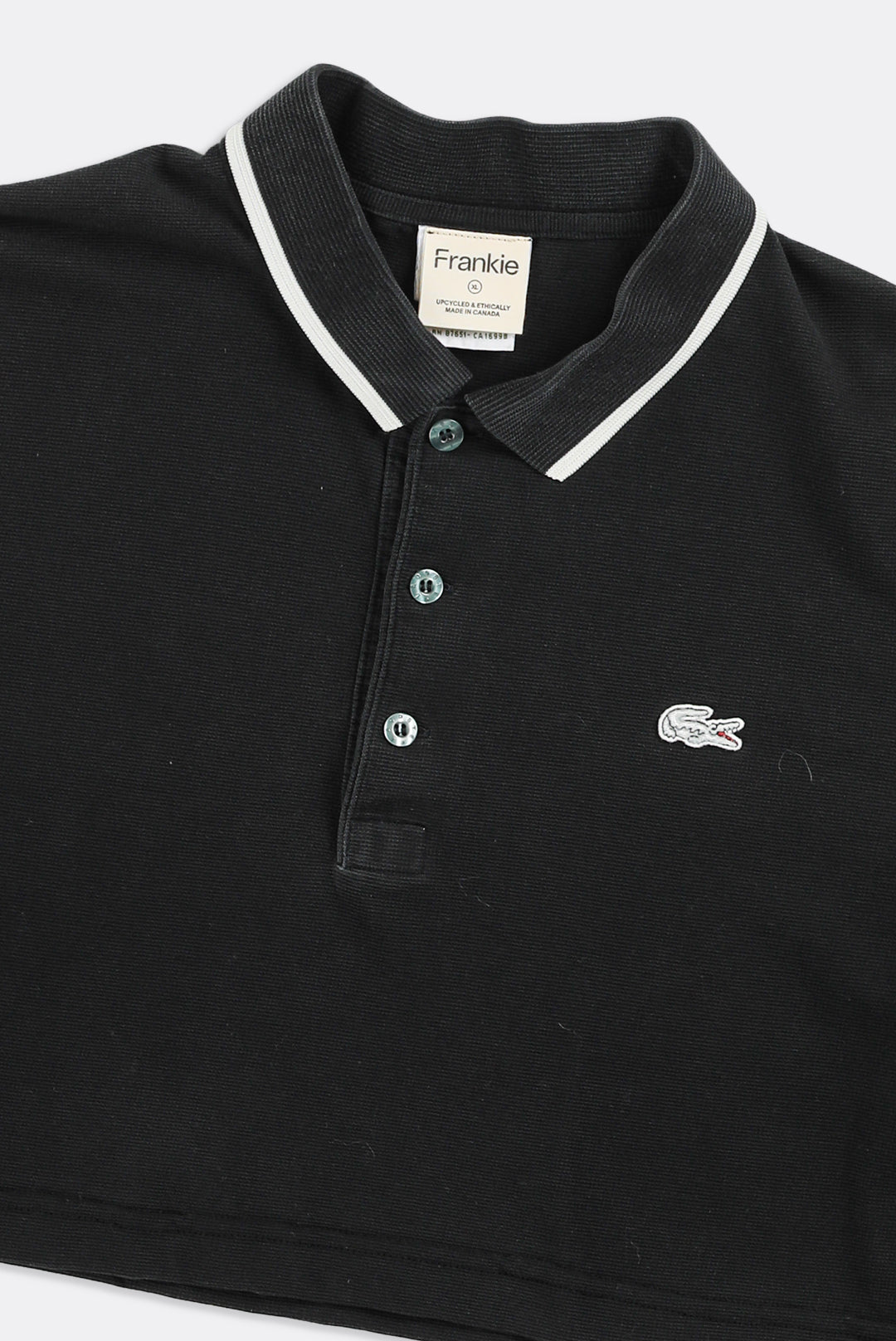 Rework Lacoste Collared Crop Tee - XL-TOPS-lacoste-Frankie Collective Rare Vintage Streetwear Reworks