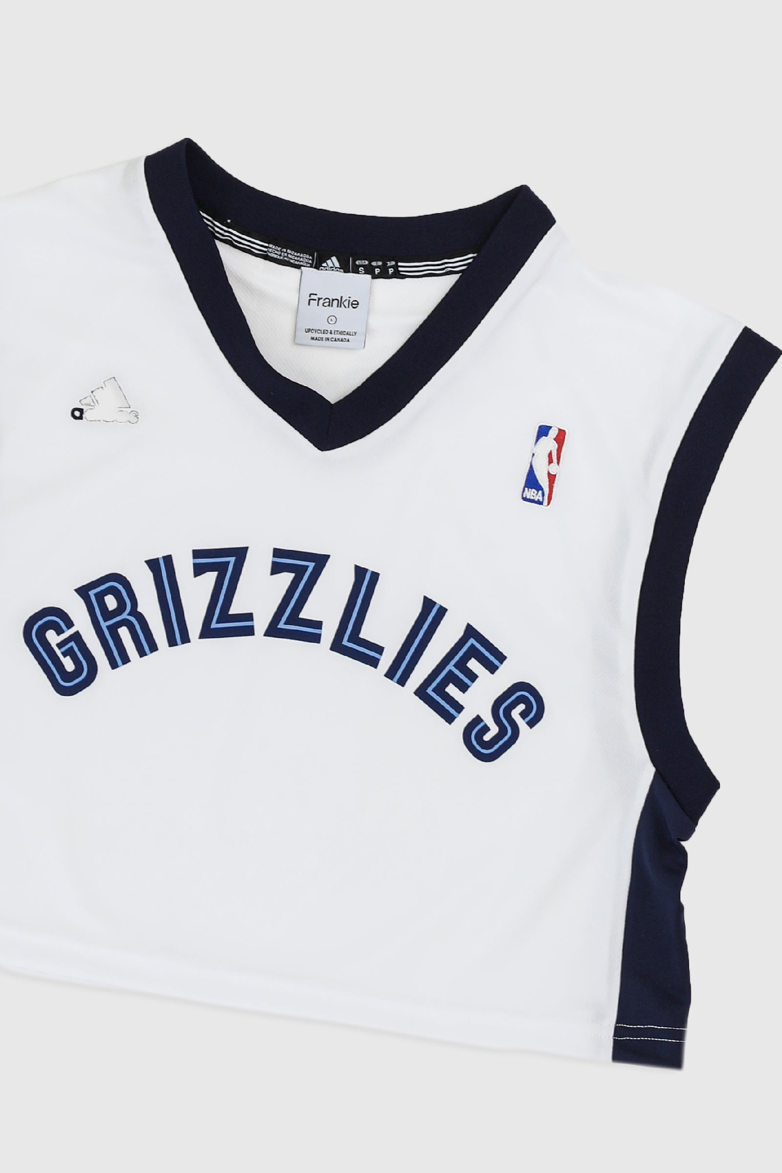 Rework Memphis Grizzlies Crop Jersey - L, XL-JERSEYS-NBA-L-Frankie Collective Rare Vintage Streetwear Reworks