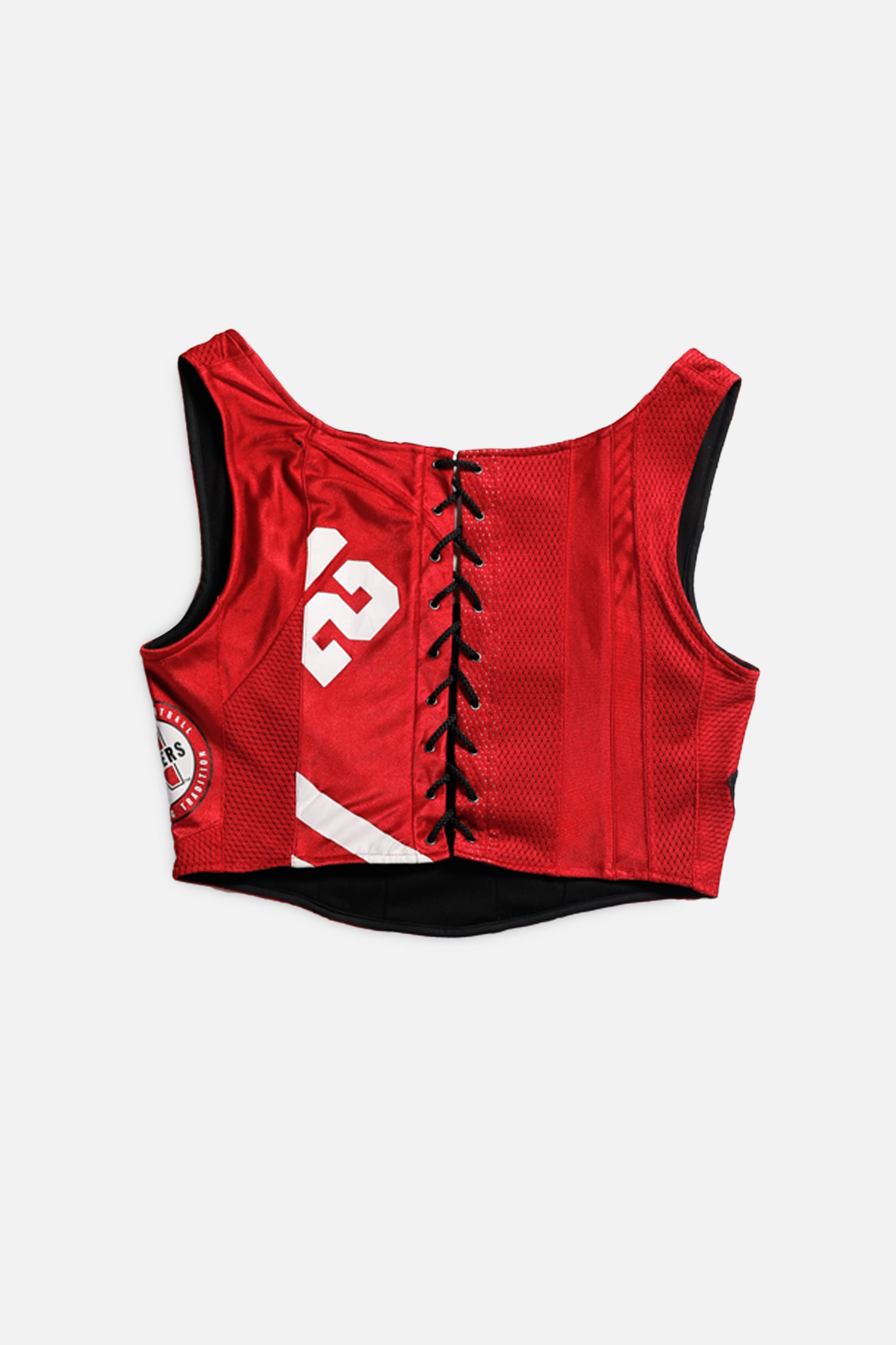 Rework Nebraska Cornhuskers NCAA Corset - L-TOPS-NCAA-L-Frankie Collective Rare Vintage Streetwear Reworks