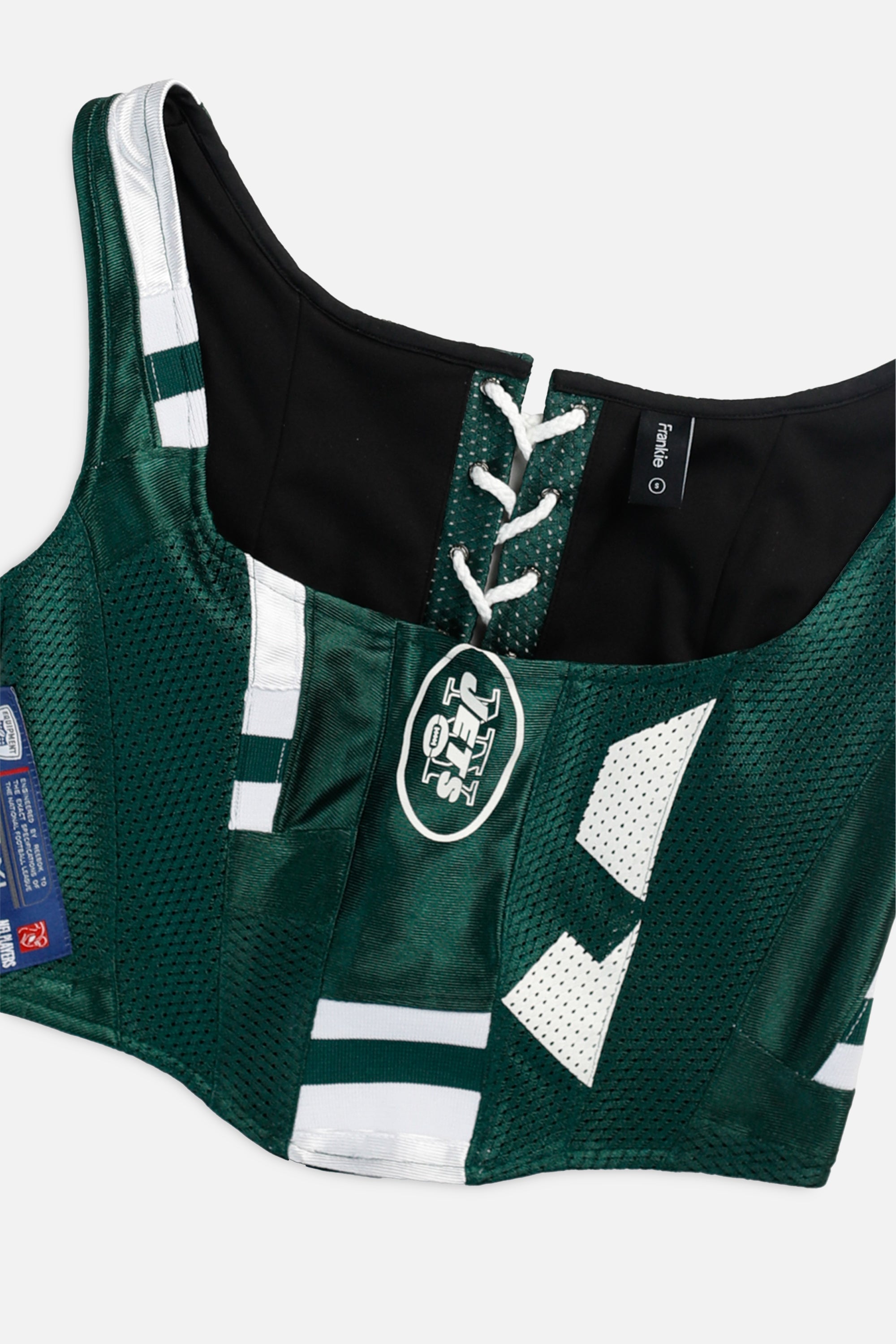 Rework NY Jets NFL Corset - S-TOPS-NFL-S-Frankie Collective Rare Vintage Streetwear Reworks