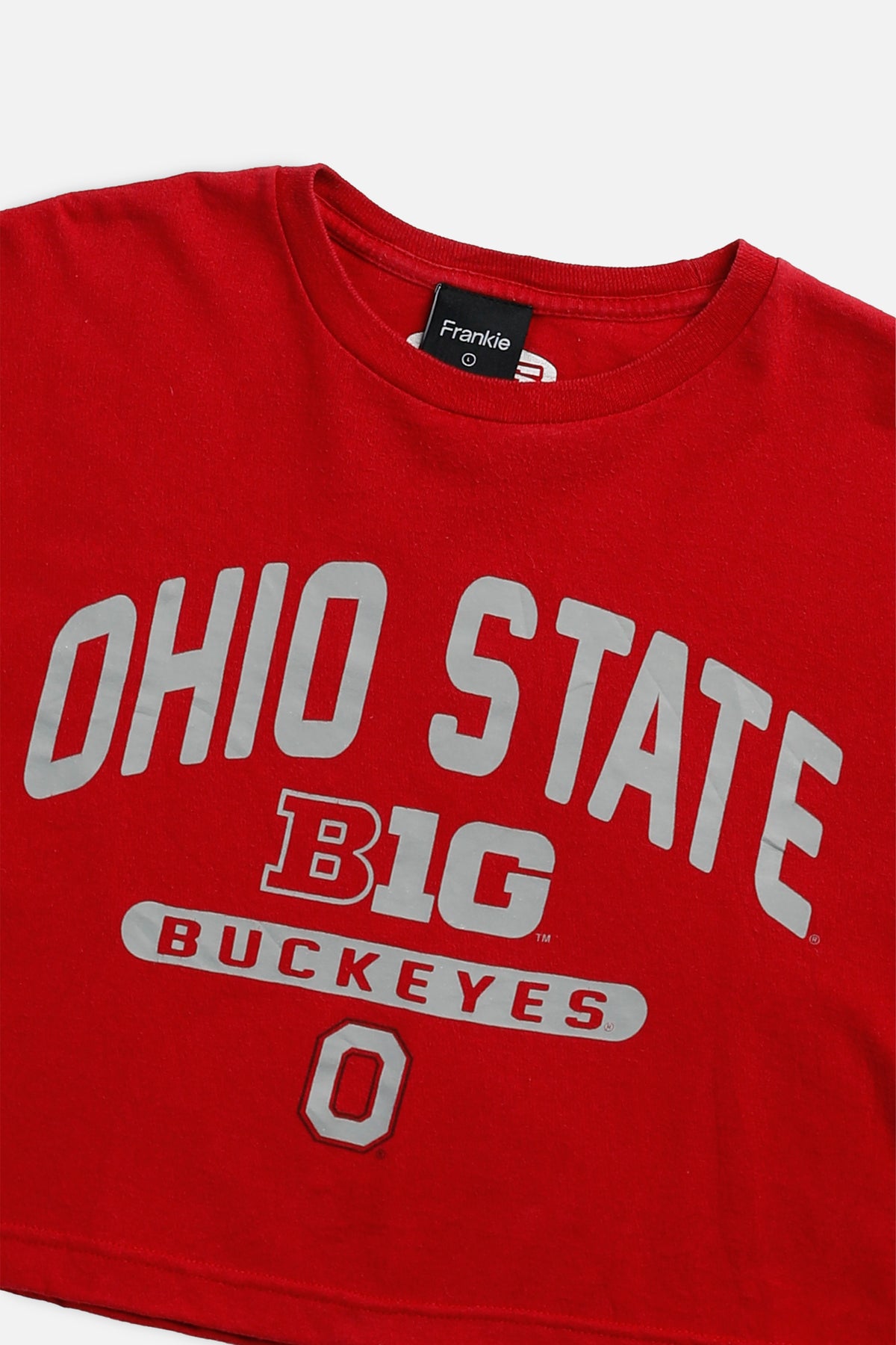 Rework Ohio State Buckeyes NCAA Crop Tee - L-TOPS-NCAA-L-Frankie Collective Rare Vintage Streetwear Reworks