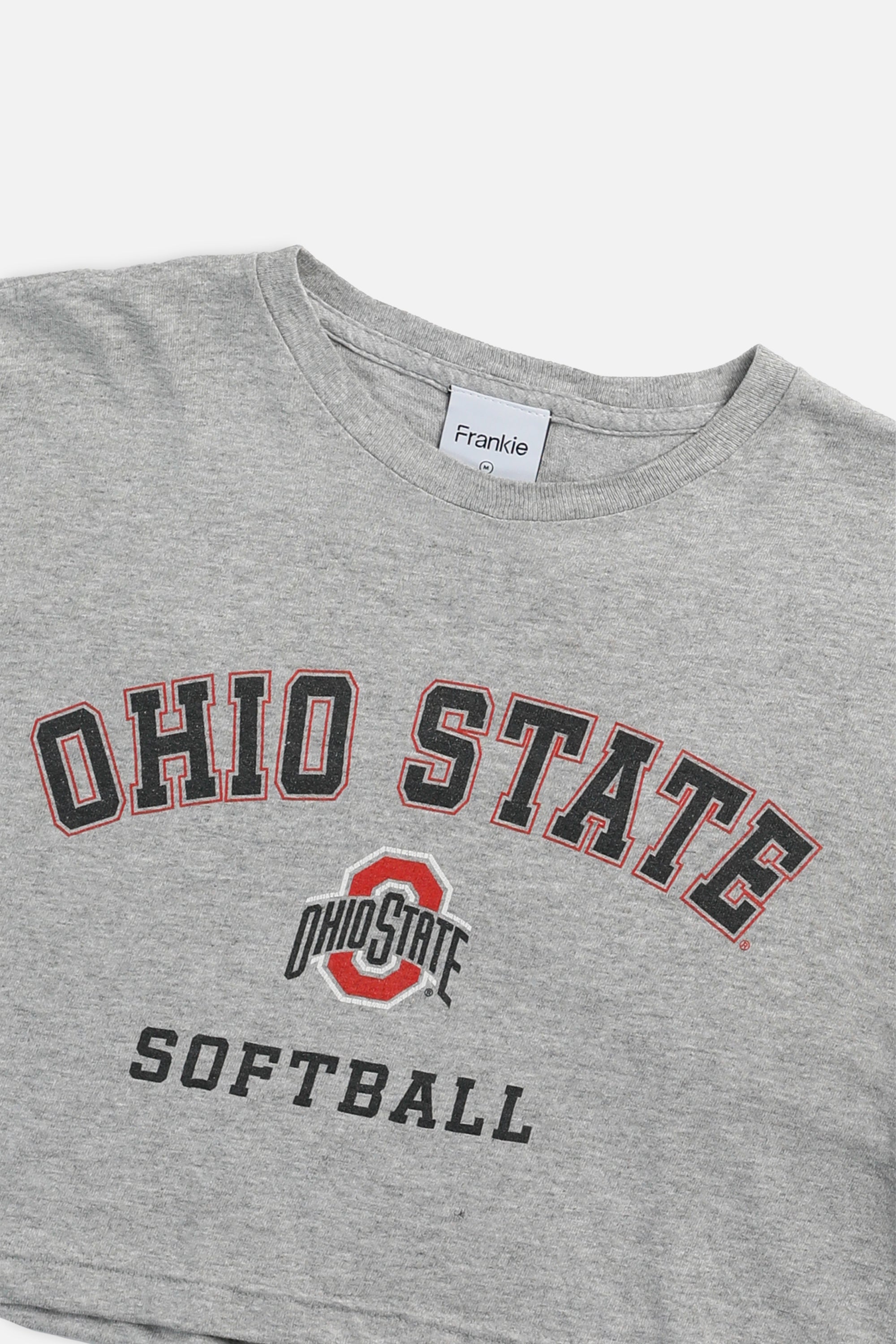 Rework Ohio State Softball NCAA Crop Tee - M-TOPS-NCAA-M-Frankie Collective Rare Vintage Streetwear Reworks