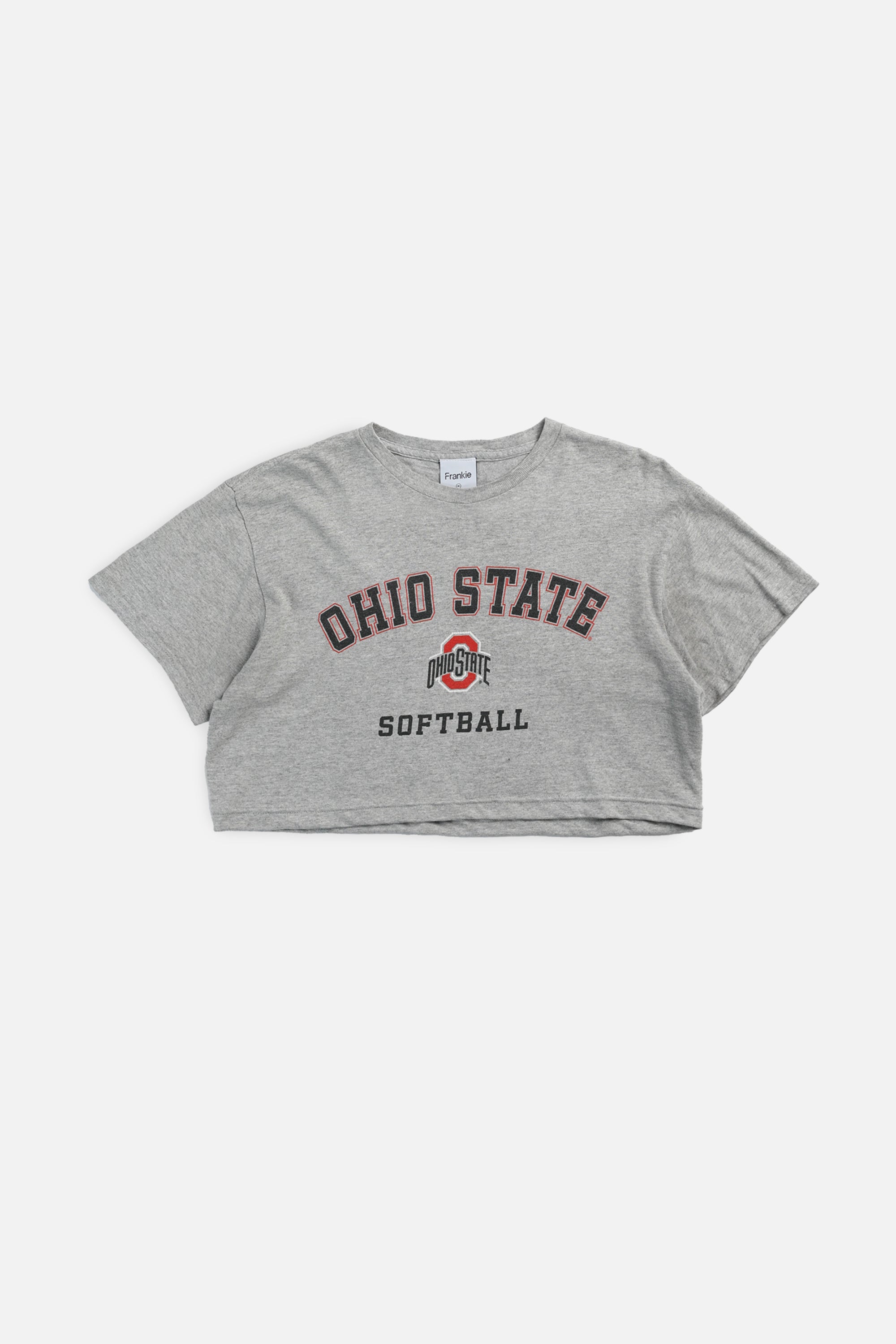 Rework Ohio State Softball NCAA Crop Tee - M-TOPS-NCAA-M-Frankie Collective Rare Vintage Streetwear Reworks