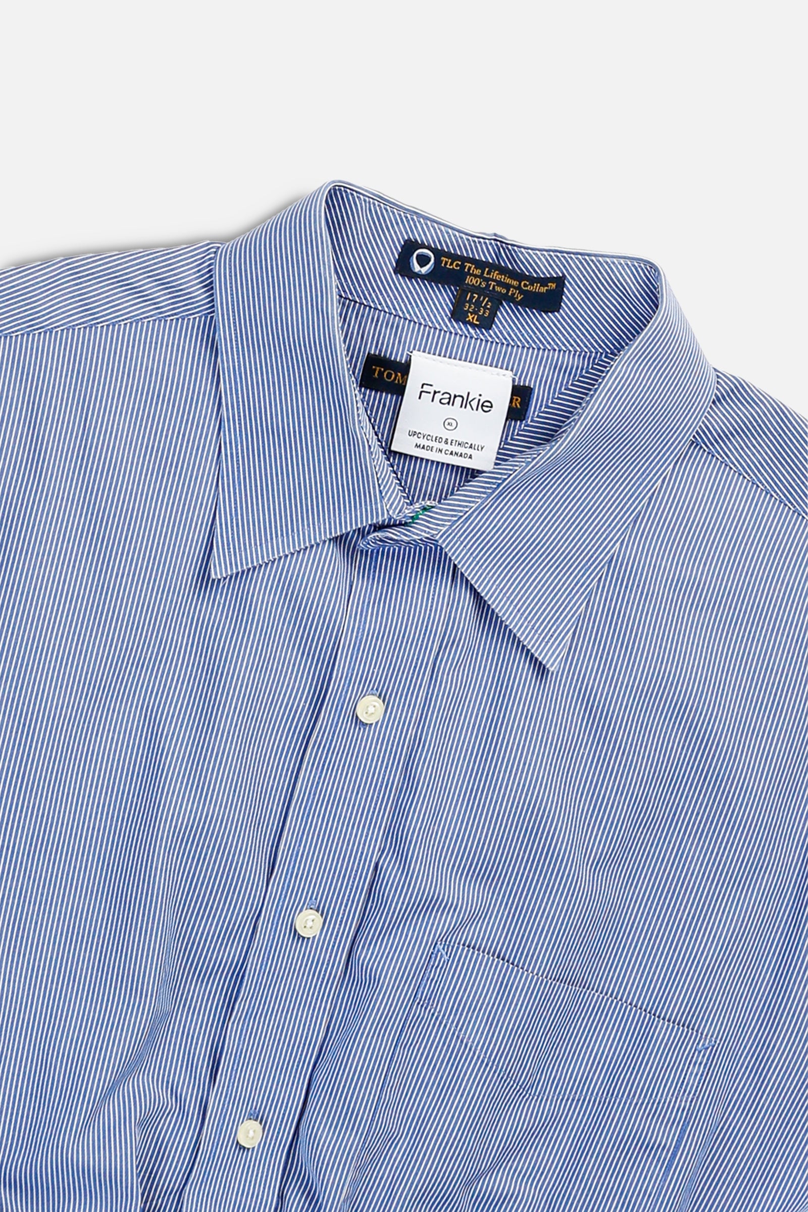 Rework Oxford Cinch Crop Shirt - XL-TOPS-vendor-unknown-XL-Frankie Collective Rare Vintage Streetwear Reworks