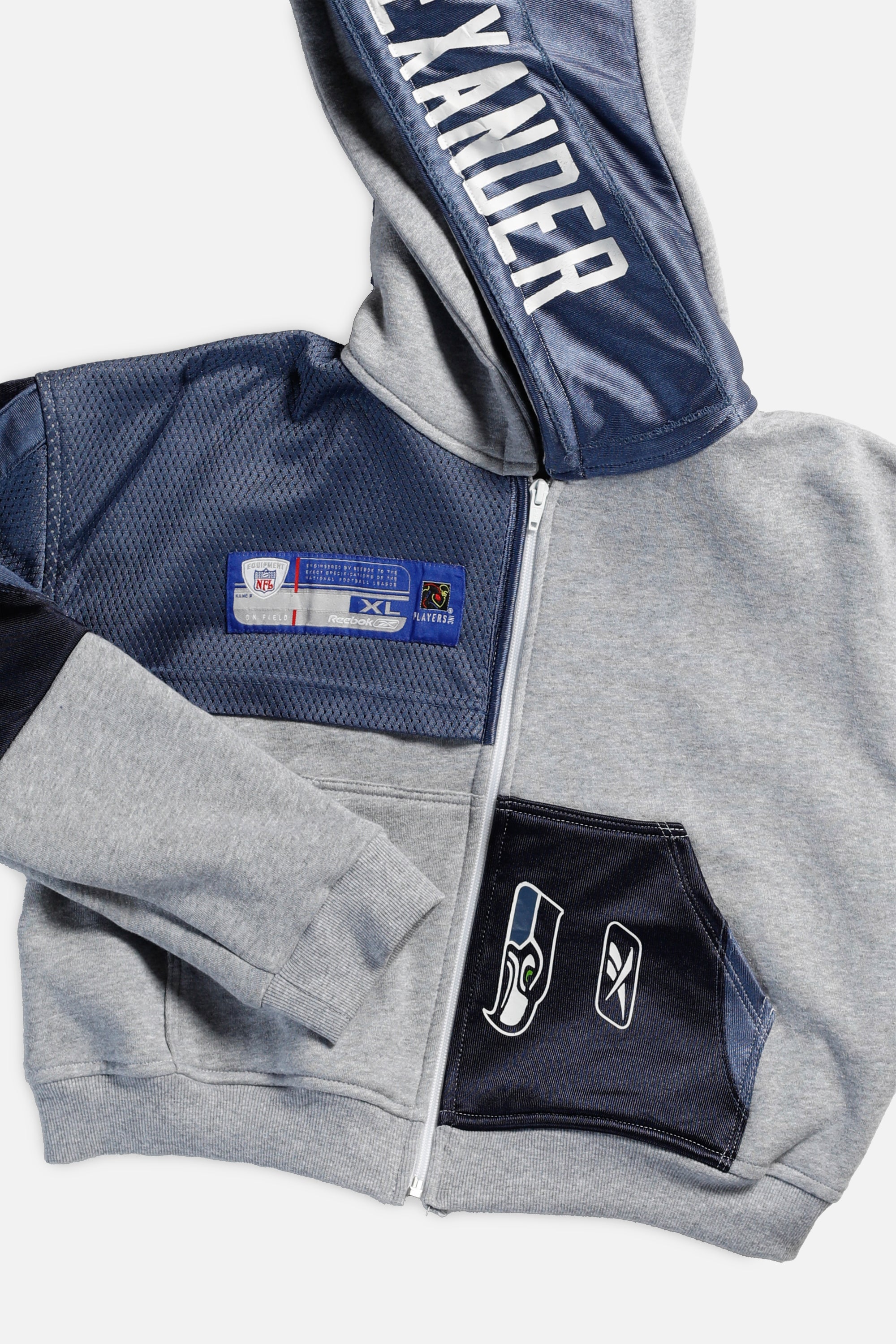Rework Seattle Seahawks Crop Zip Hoodie - S-SWEATERS-NFL-Frankie Collective