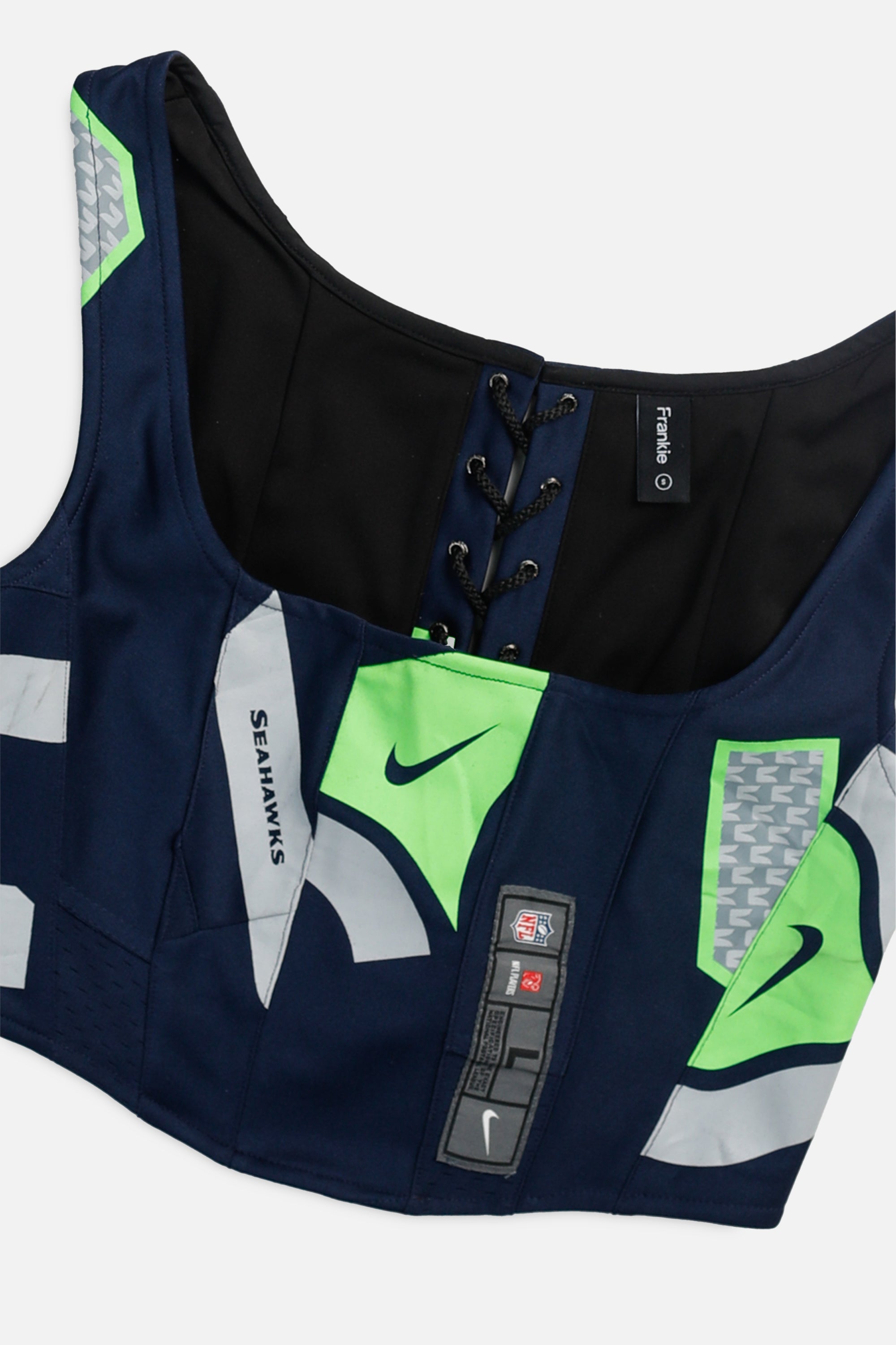Rework Seattle Seahawks NFL Corset - S-TOPS-NFL-S-Frankie Collective Rare Vintage Streetwear Reworks