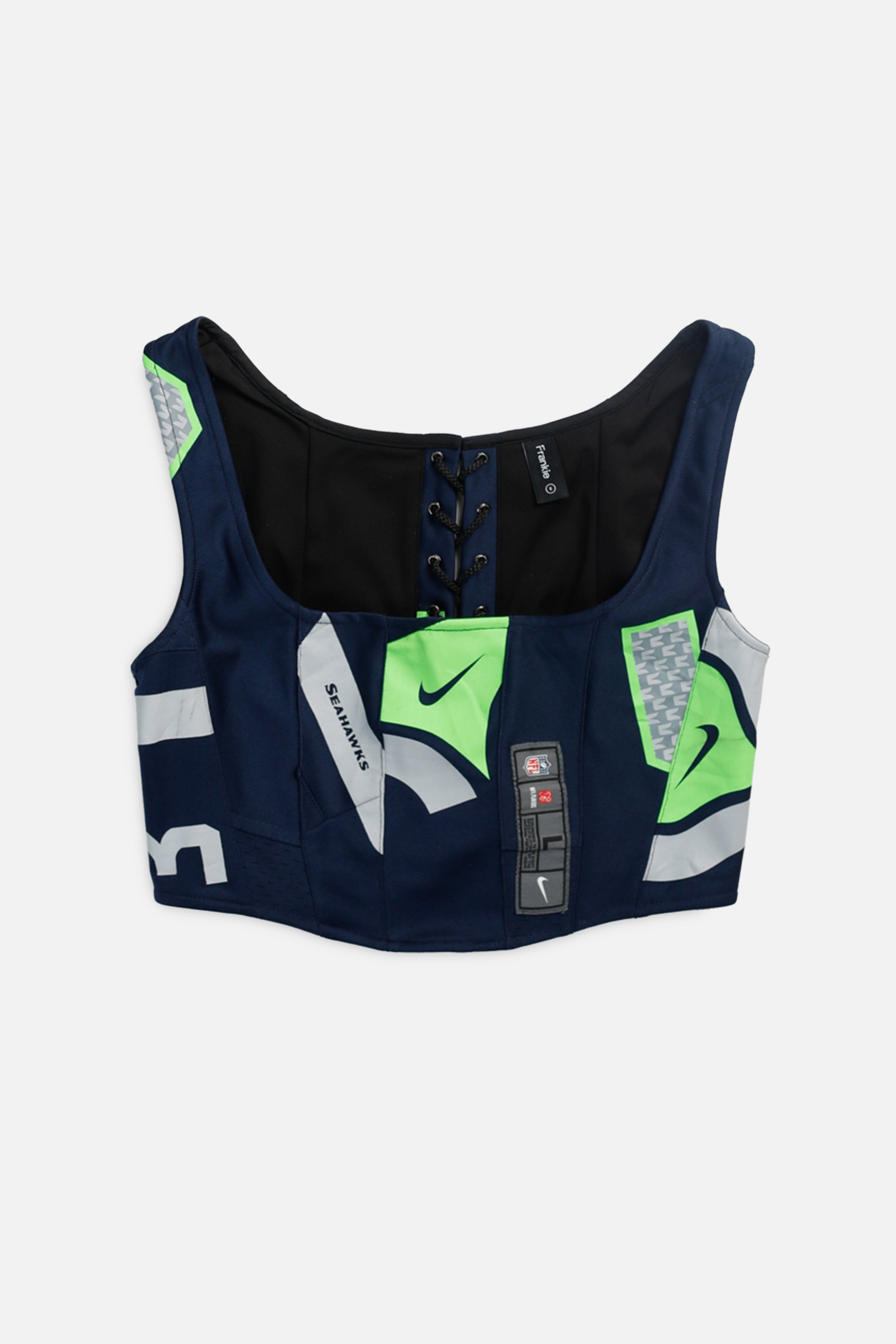 Rework Seattle Seahawks NFL Corset - S-TOPS-NFL-S-Frankie Collective Rare Vintage Streetwear Reworks