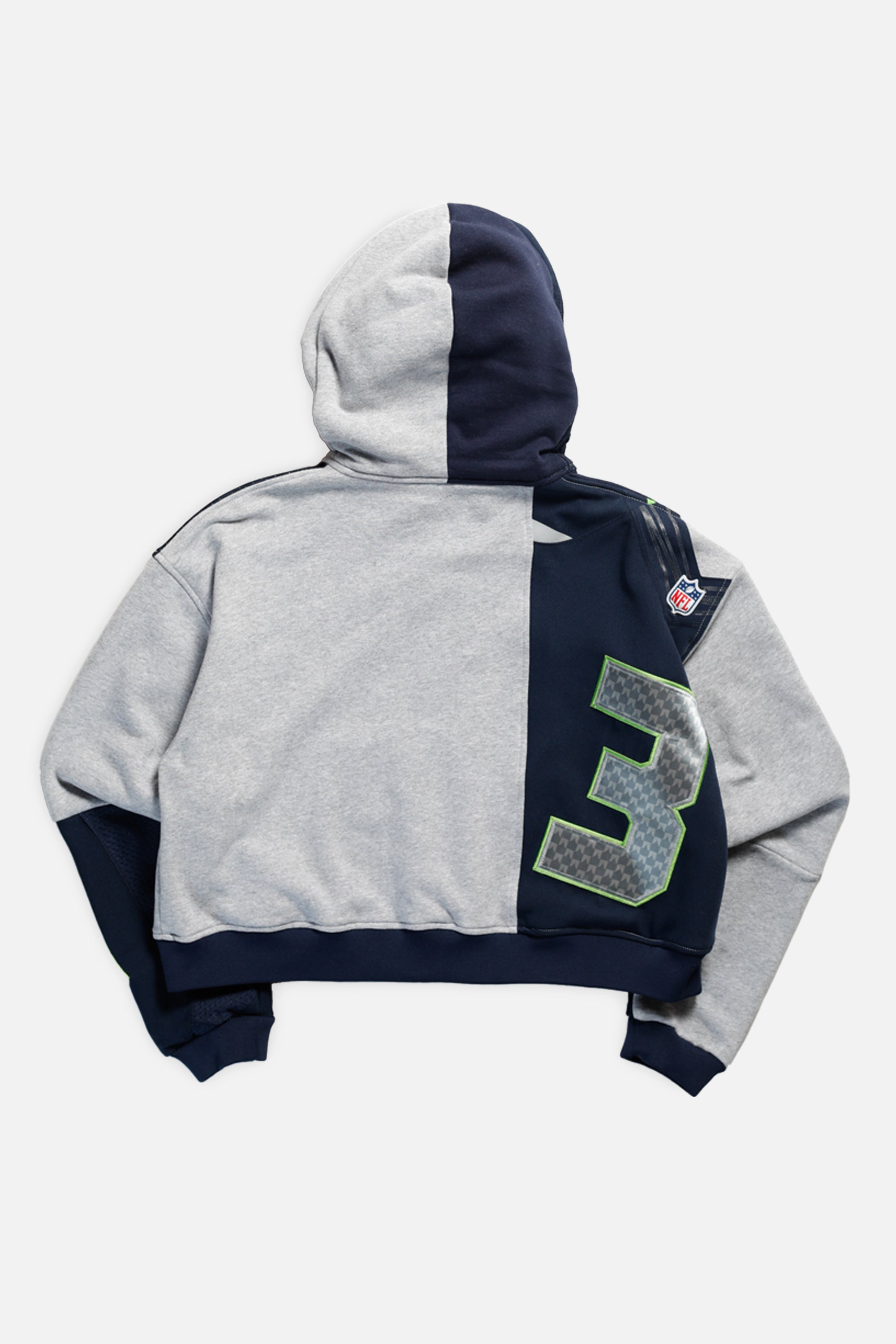 Rework Seattle Seahawks NFL Crop Zip Hoodie - L-SWEATERS-NFL-L-Frankie Collective Rare Vintage Streetwear Reworks