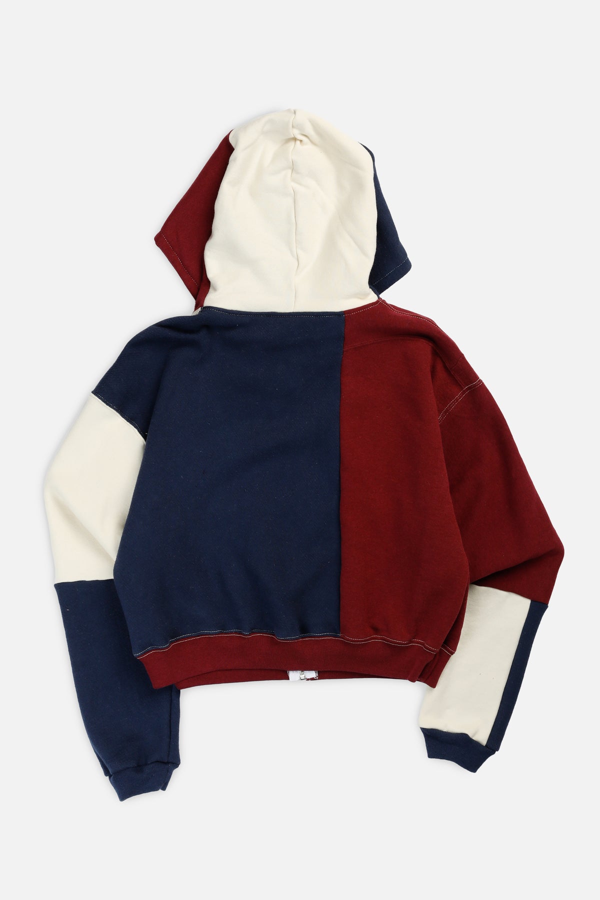 Rework Varsity Crop Zip Hoodie - XS-SWEATERS-XS-Frankie Collective Rare Vintage Streetwear Reworks