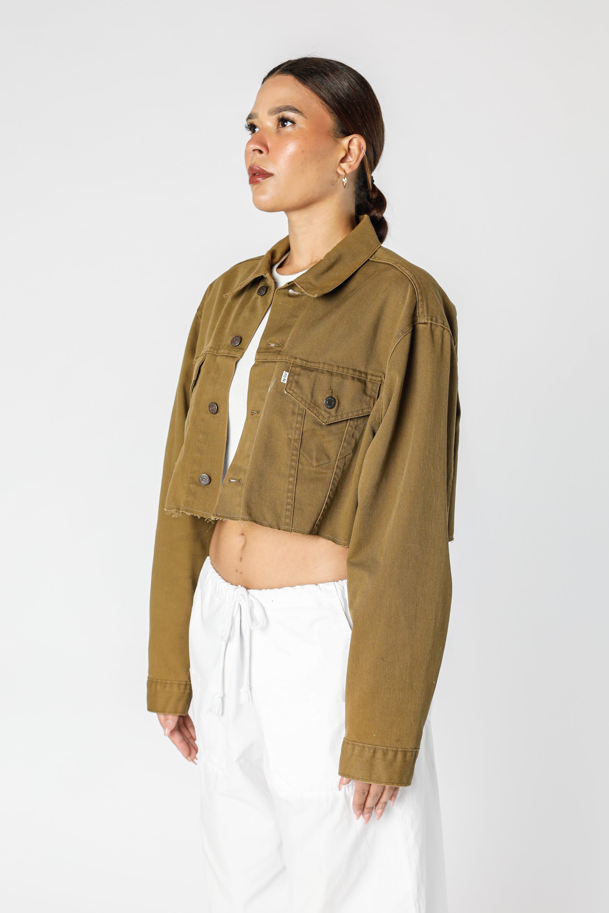 Rework Vintage Levi's USA Crop Denim Jacket - XL-JACKETS-Levis-XL-Frankie Collective Rare Vintage Streetwear Reworks