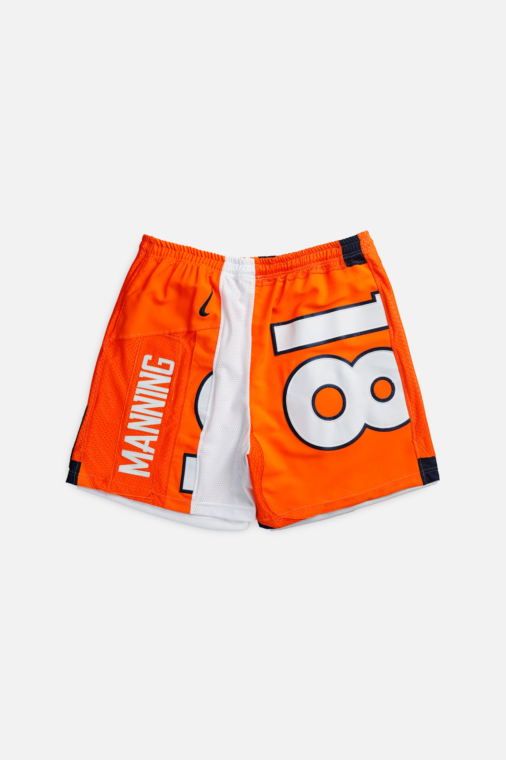 Unisex Rework Denver Broncos NFL Jersey Shorts - XXL-BOTTOMS-NFL-Women's XXL - Men's XL-Frankie Collective Rare Vintage Streetwear Reworks