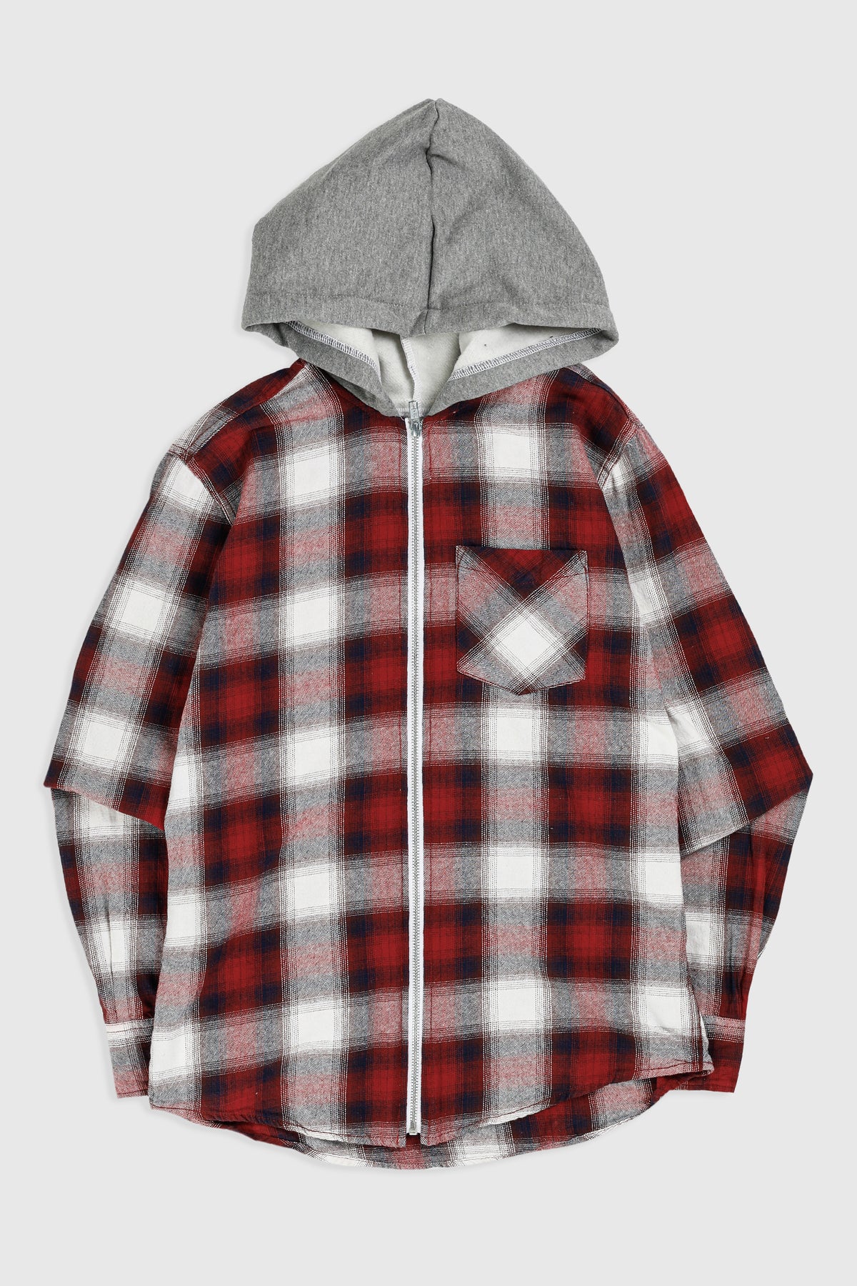 Unisex Rework Hooded Flannel - XS-SWEATERS-vendor-unknown-Frankie Collective Rare Vintage Streetwear Reworks