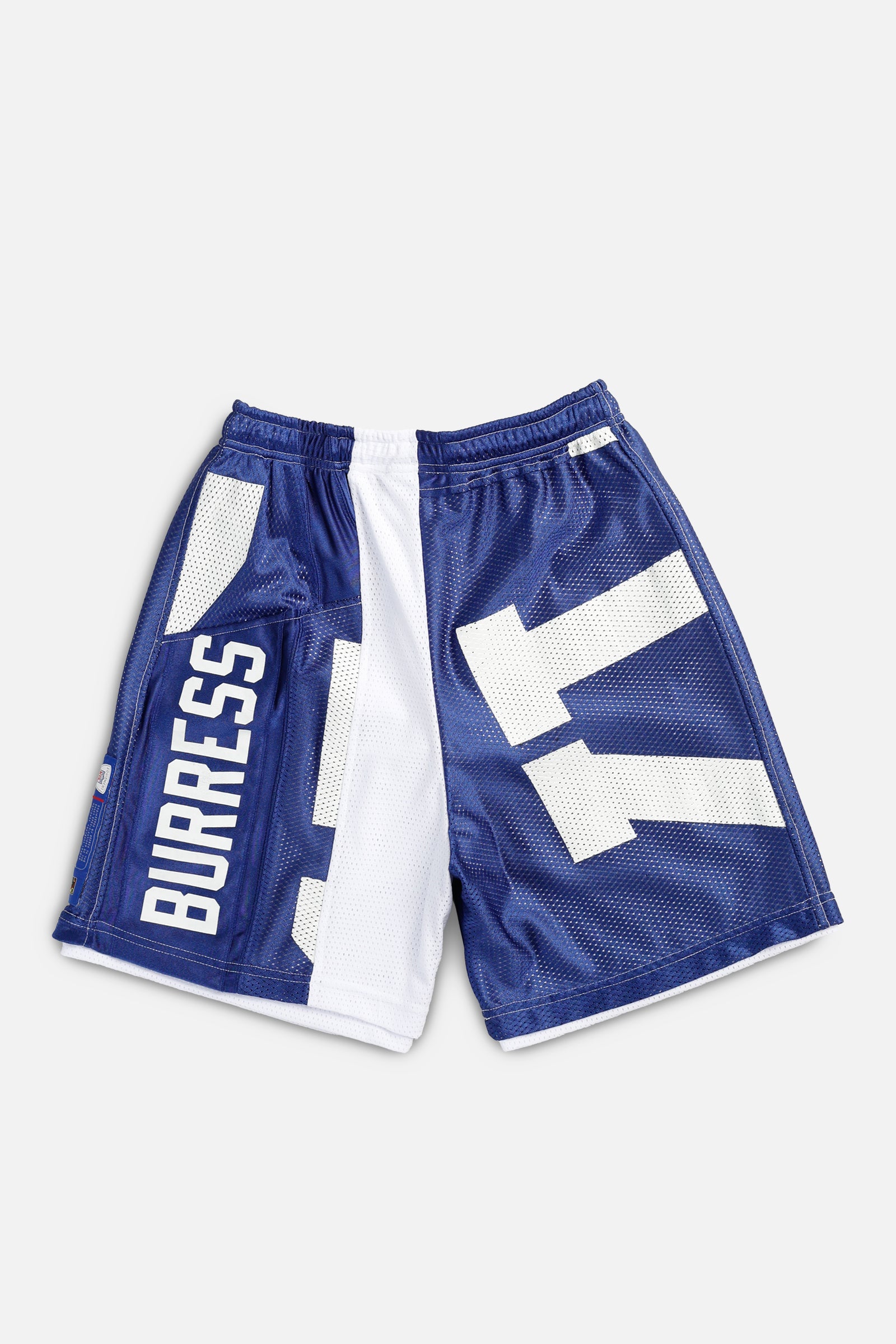 Unisex Rework NY Giants NFL Jersey Shorts - S-BOTTOMS-NFL-Women's S - Men's XS-Frankie Collective Rare Vintage Streetwear Reworks