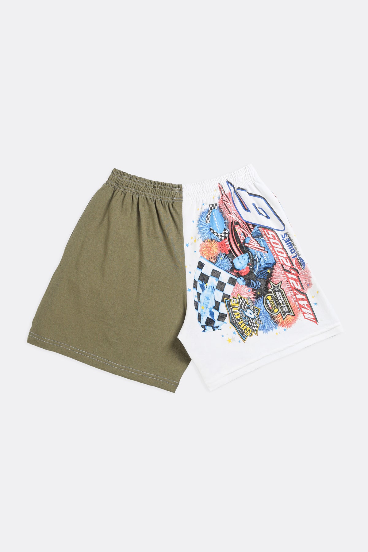 Unisex Rework Racing Tee Shorts - Women's S, Men's XS-BOTTOMS-Racing-Frankie Collective Rare Vintage Streetwear Reworks