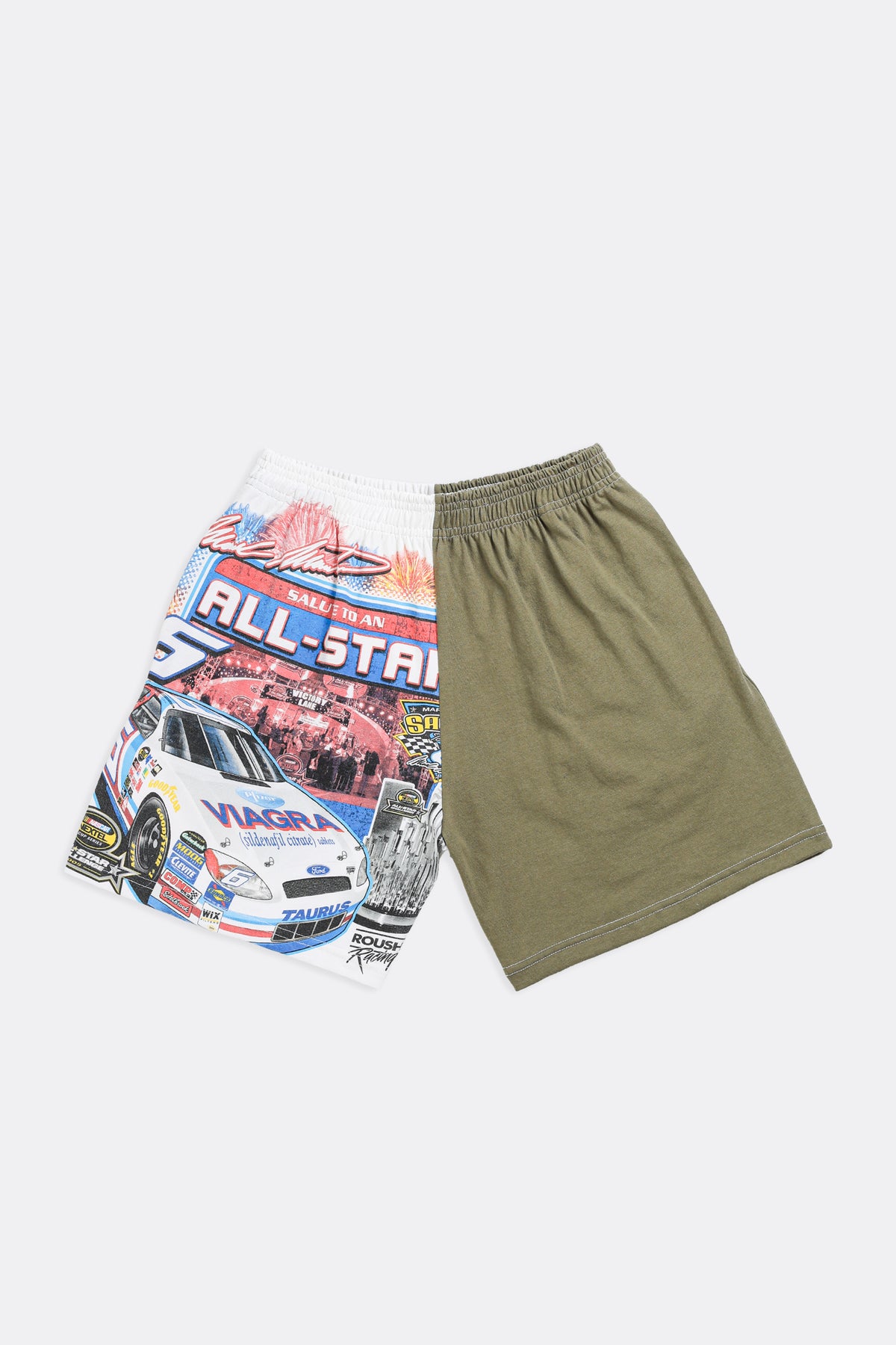 Unisex Rework Racing Tee Shorts - Women's S, Men's XS-BOTTOMS-Racing-Frankie Collective Rare Vintage Streetwear Reworks