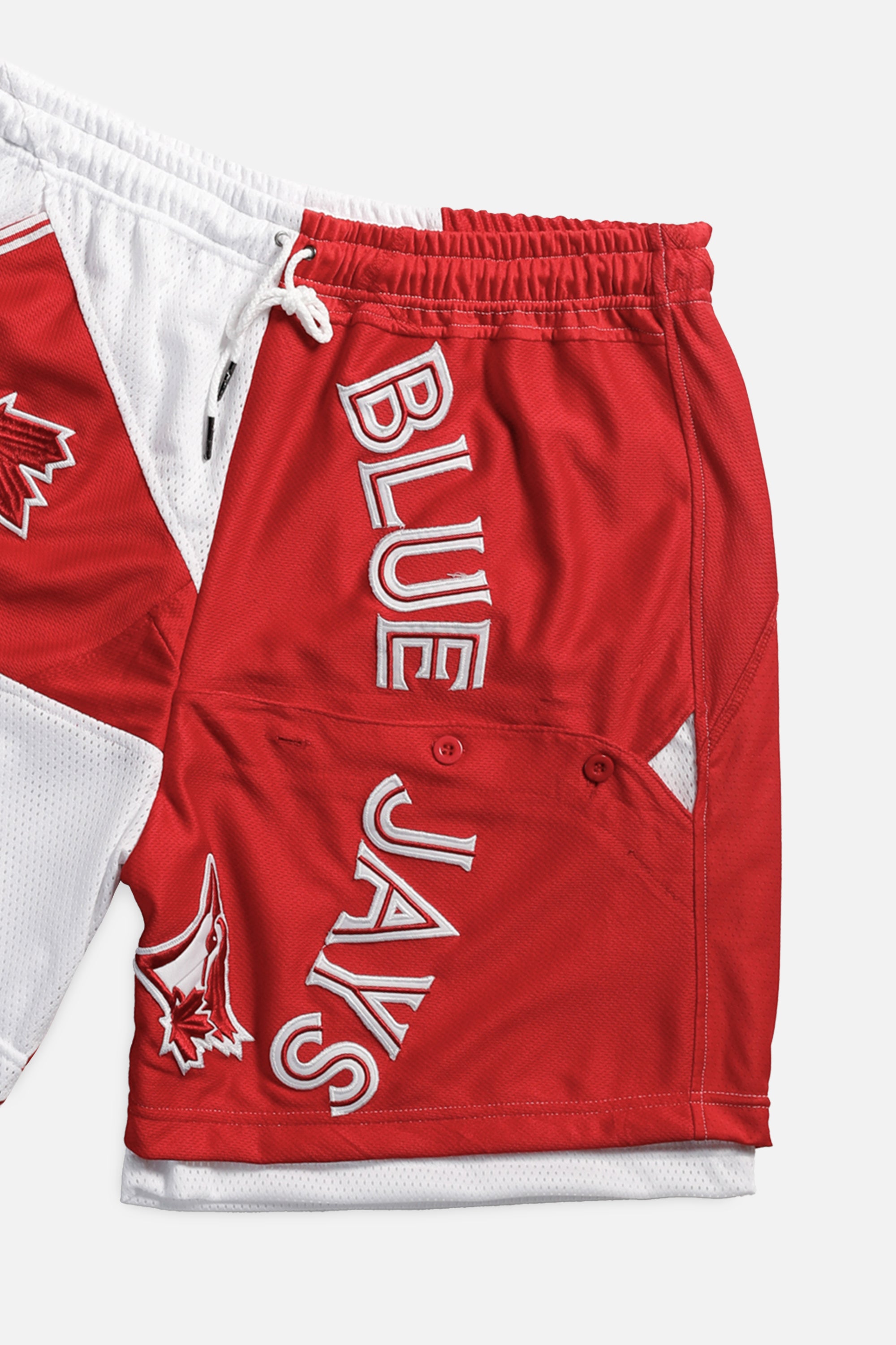 Unisex Rework Toronto Blue Jays MLB Jersey Shorts - XL-BOTTOMS-MLB-Women's XL - Men's L-Frankie Collective Rare Vintage Streetwear Reworks