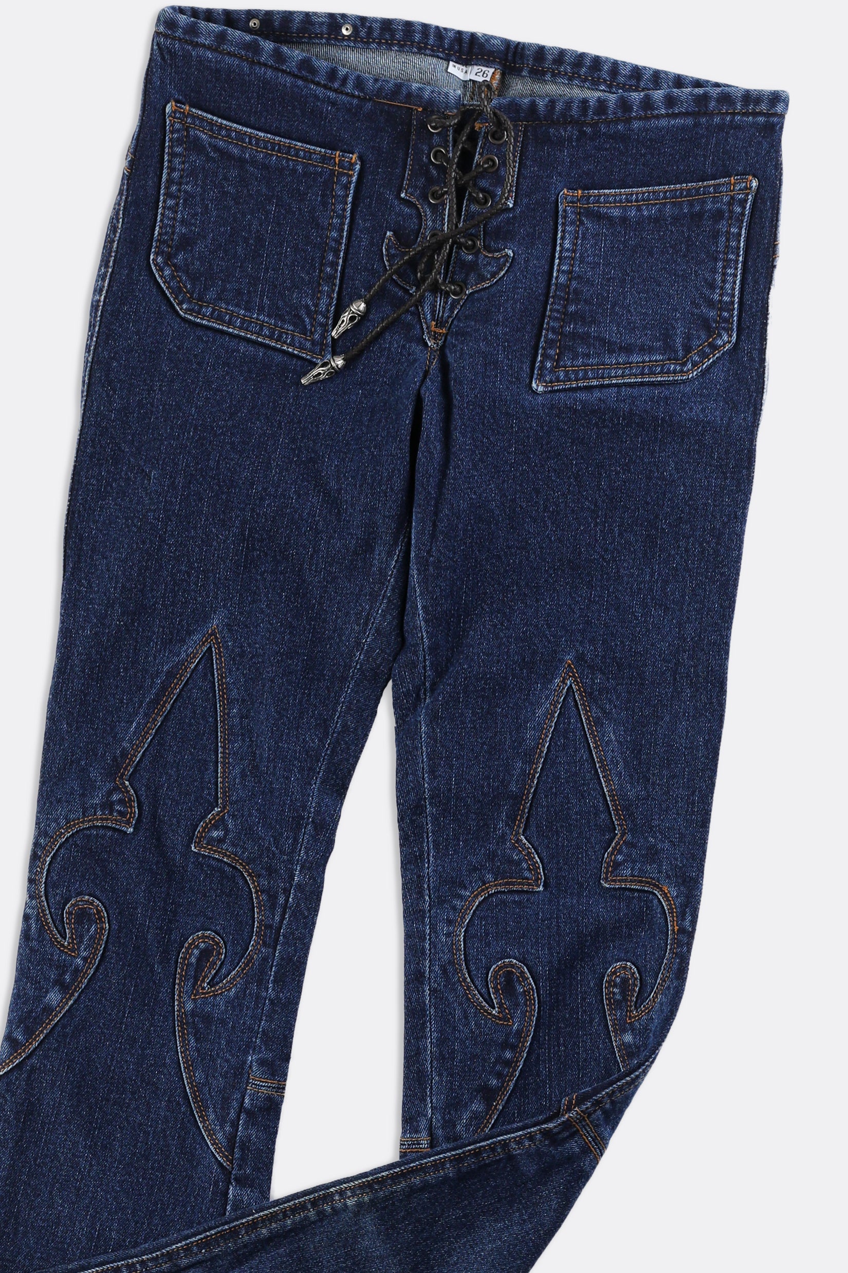 A limited edition of the Chrome Hearts Patch Leather Cross Jeans