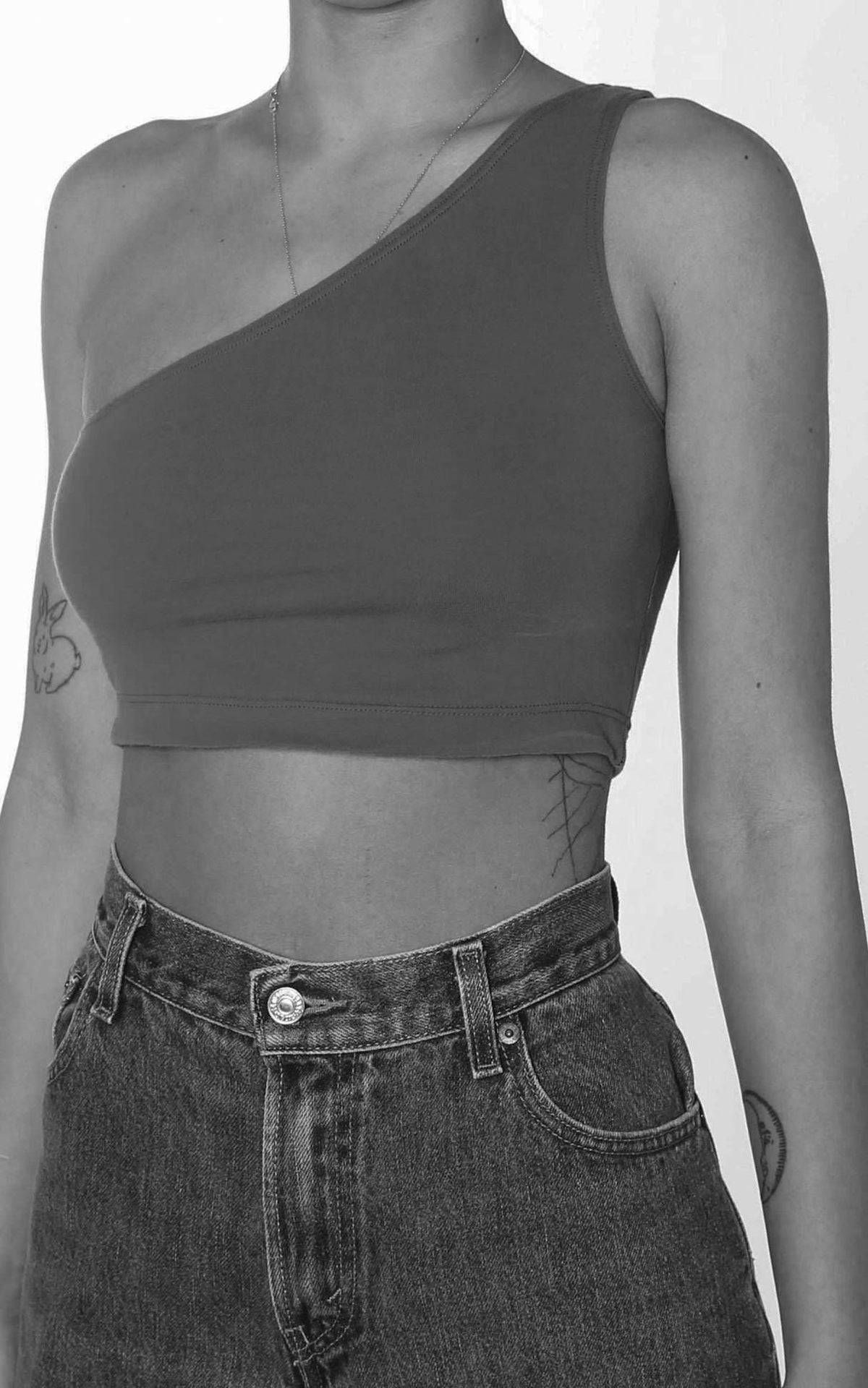 Rework One Shoulder Tank - L-TOPS-vendor-unknown-Frankie Collective Rare Vintage Streetwear Reworks