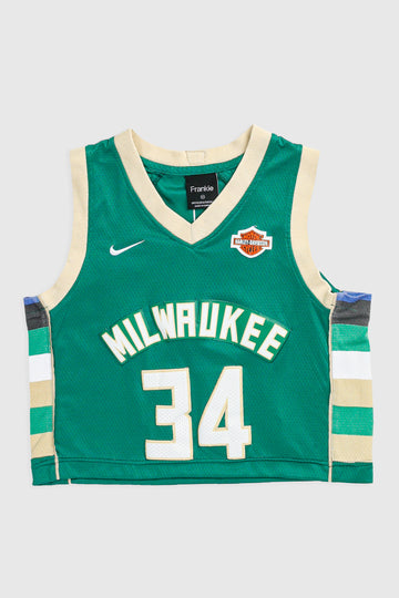 Rework Milwaukee Bucks Crop Jersey - XS