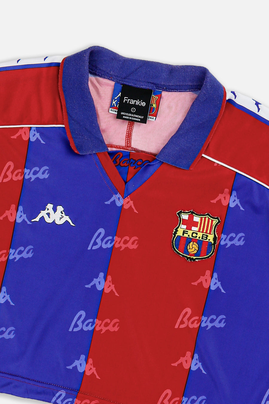 Rework Crop Barcelona Soccer Jersey - L