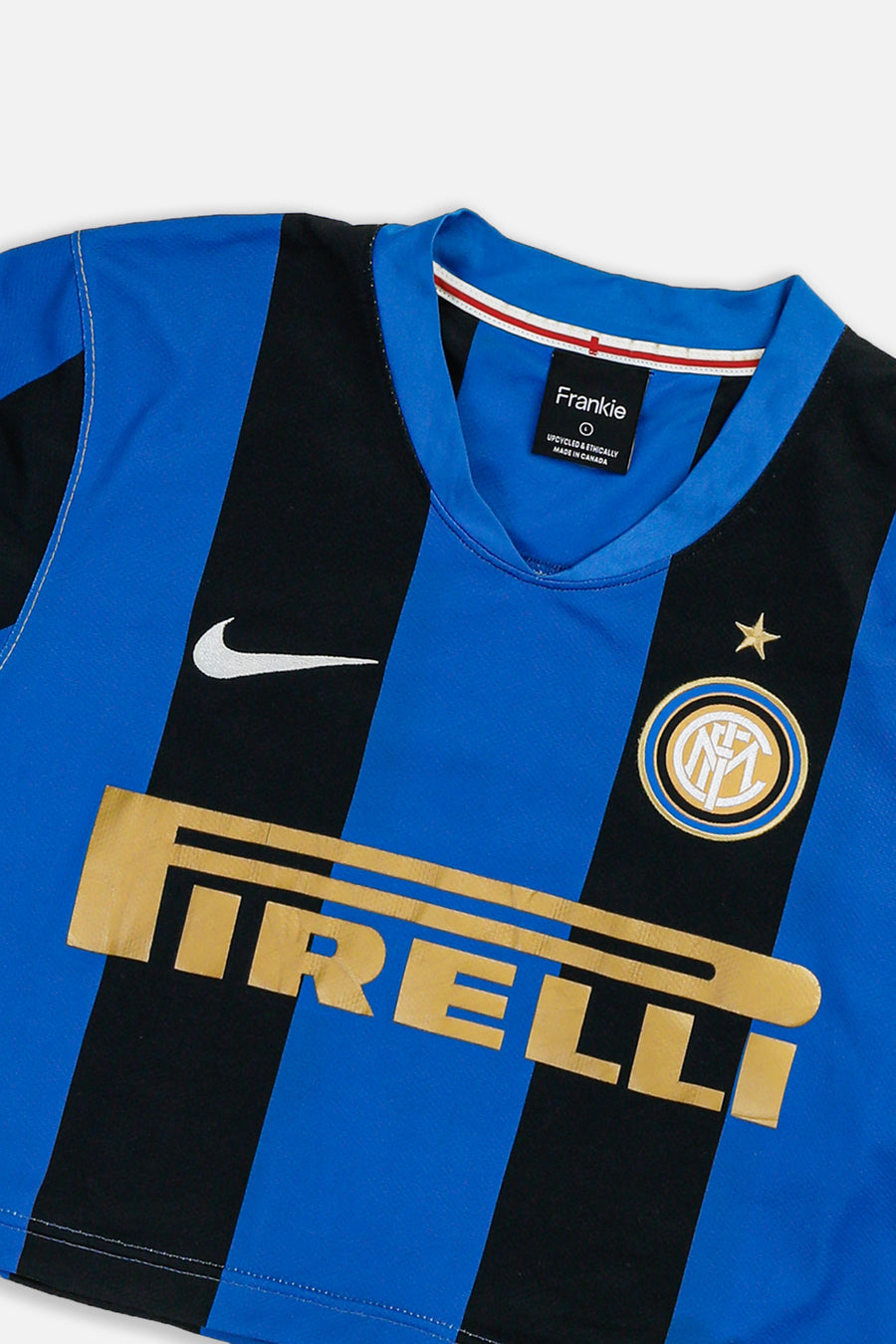 Rework Crop Inter Milan Soccer Jersey - L