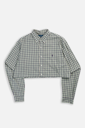 Rework Polo Oxford Crop Shirt - L