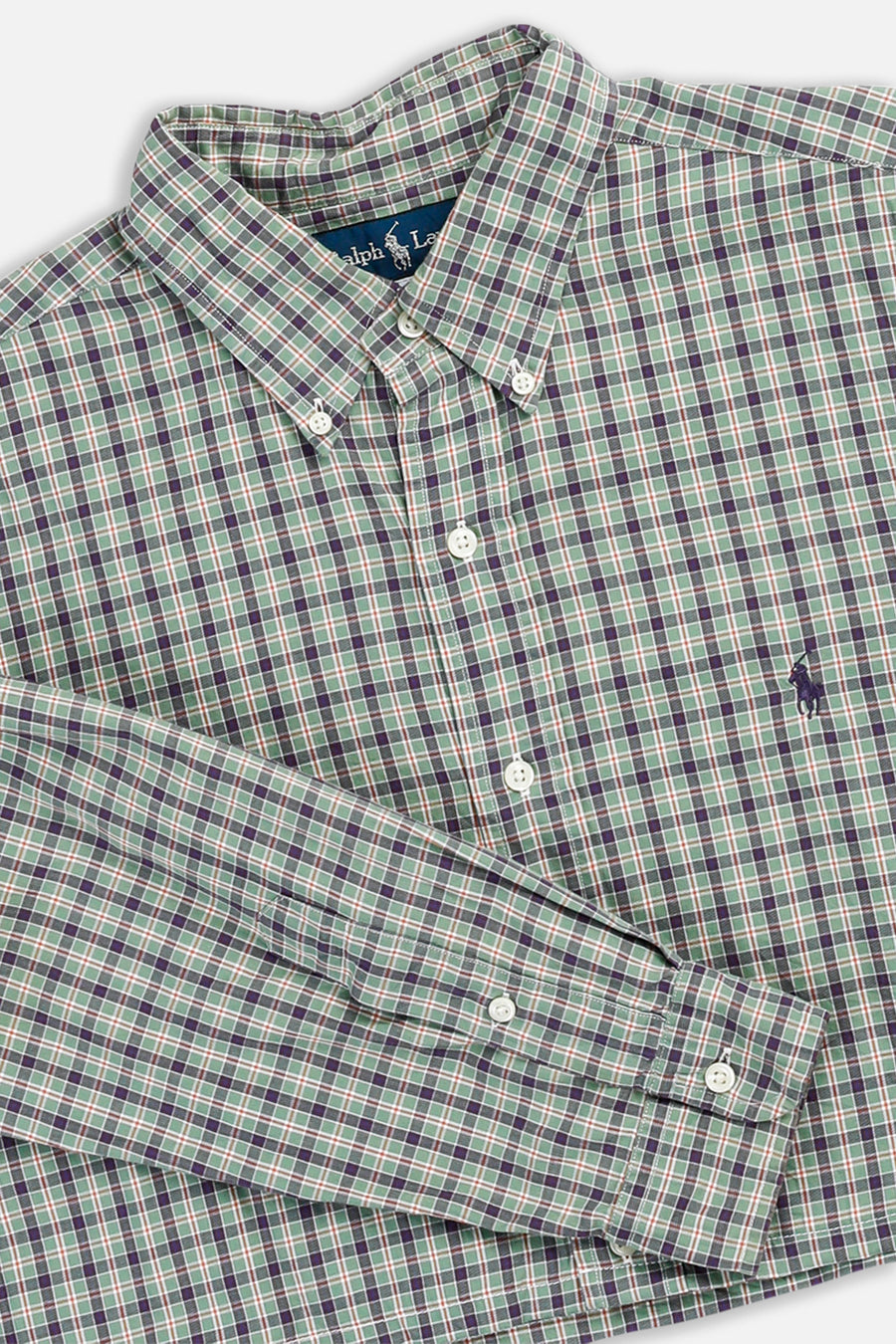 Rework Polo Oxford Crop Shirt - L